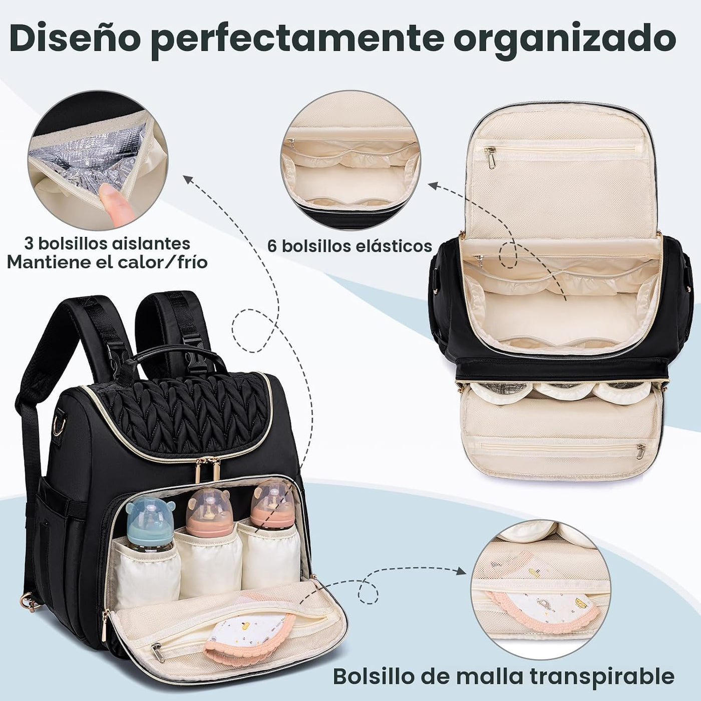 Tealari Mochila de pañales convertible 4 en 1, bolsa de pañales imp...