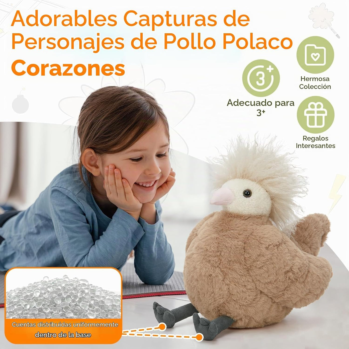 MorisMos Animal de peluche de pollo, peluche de pollo suave de 14 p...