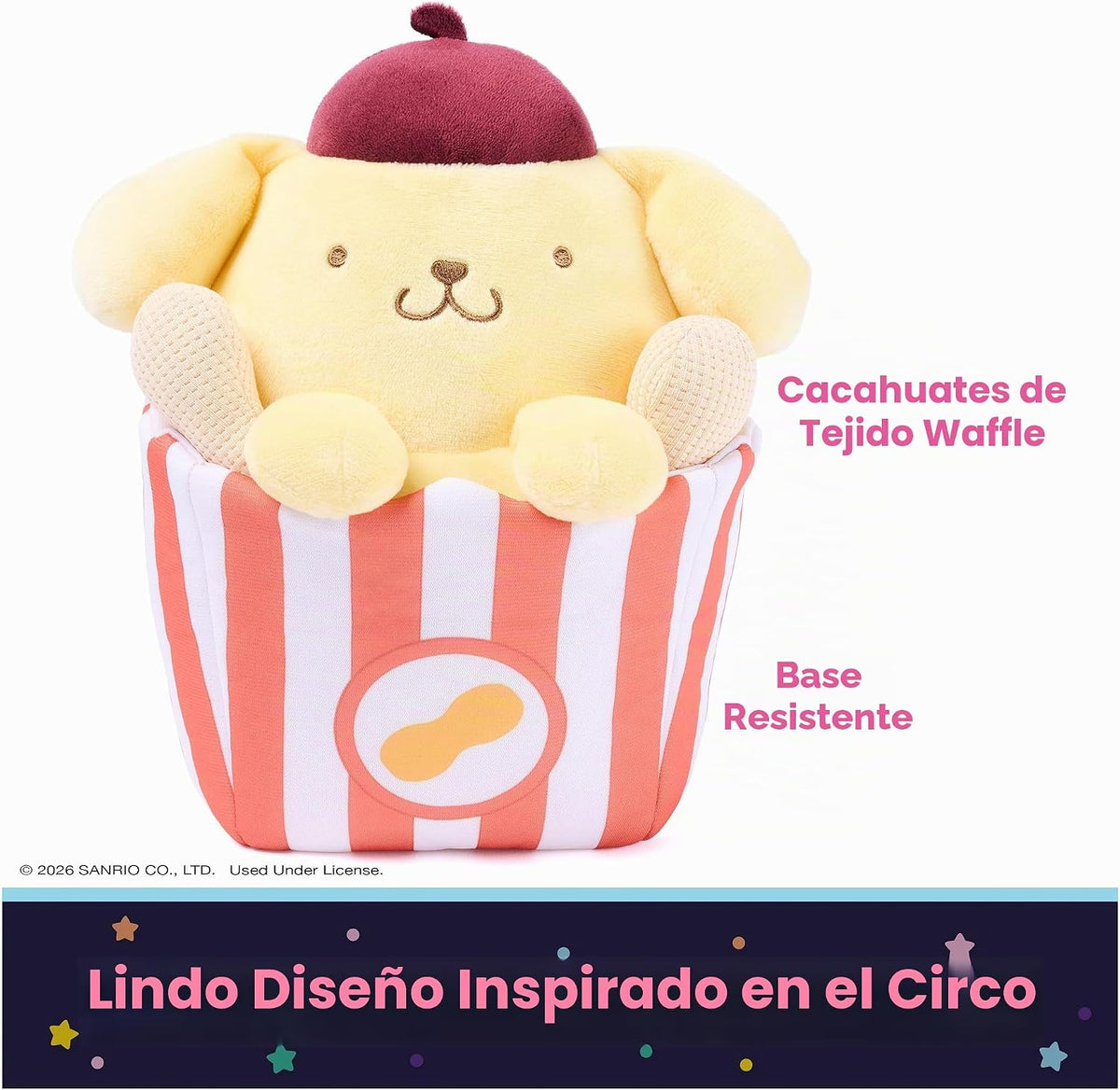 GUND Sanrio Pompompurin Circus Peanuts Peluche de circo de 8 pulgad...