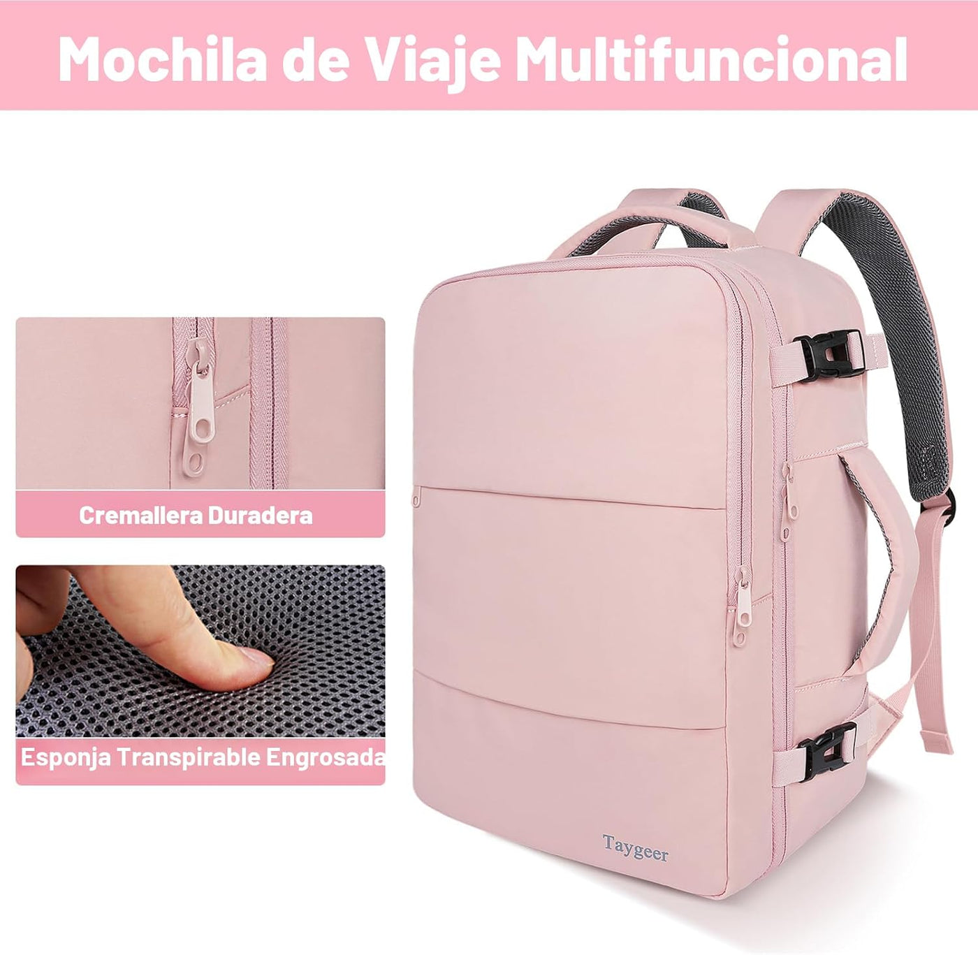 Taygeer - Mochila de viaje para mujeres, mochila de cabina con puer...