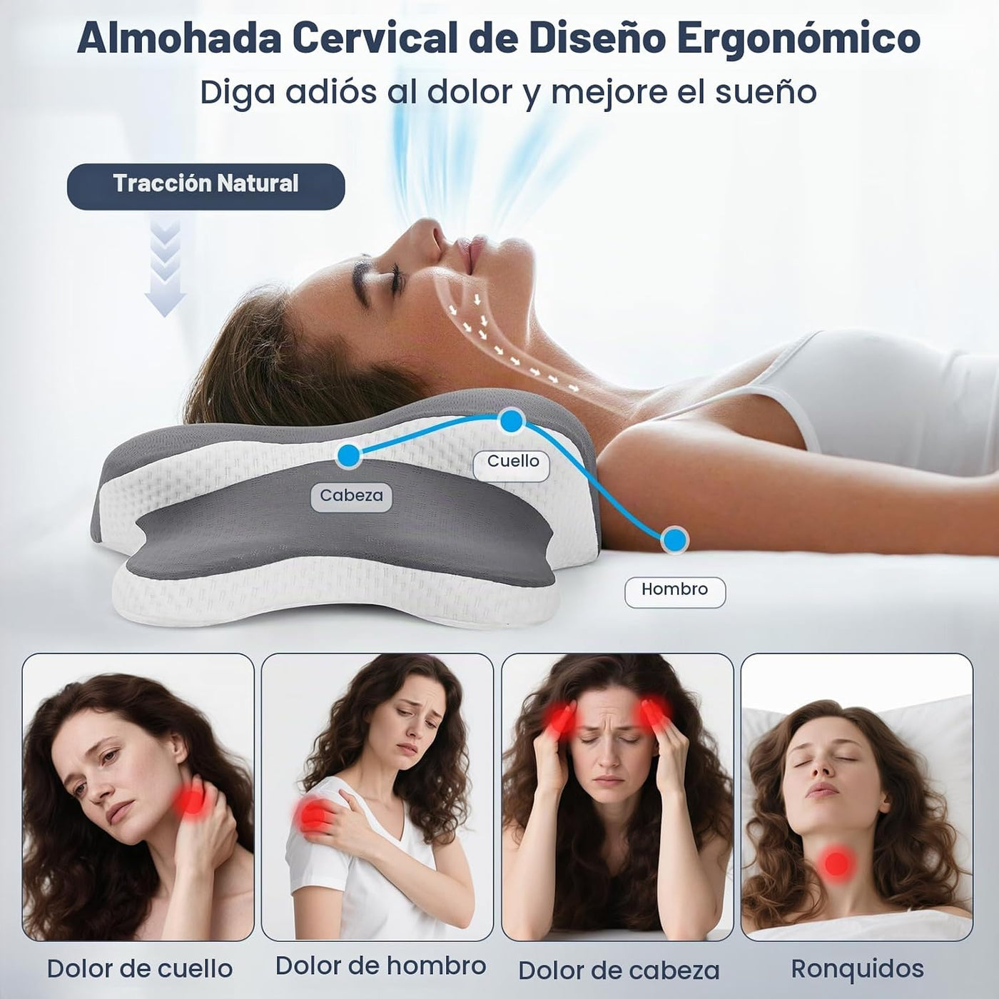 Almohada para la apnea del sueño, almohada Ergo para la apnea del s...