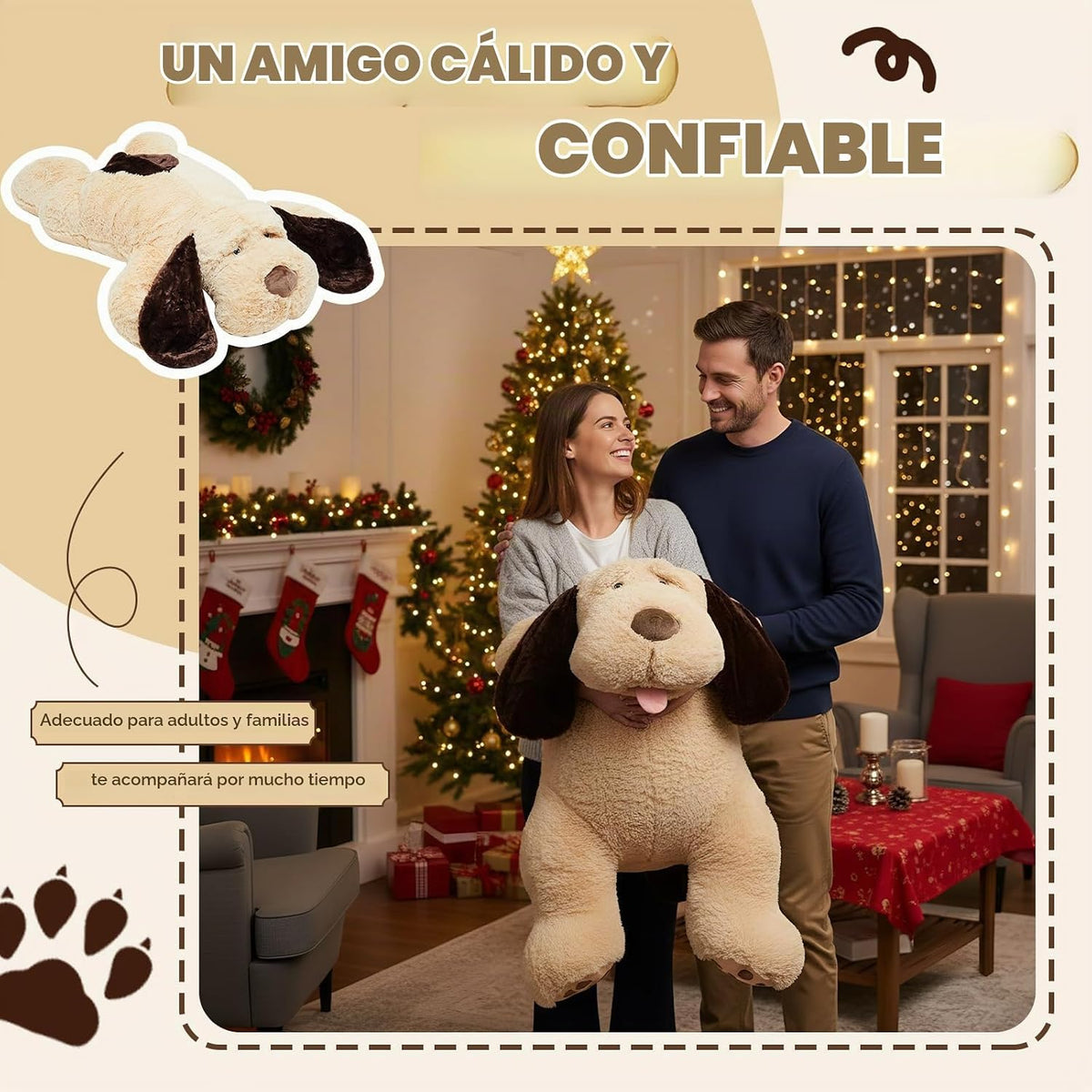 Juexica - Perro gigante de peluche de 48 pulgadas, color marrón cla...