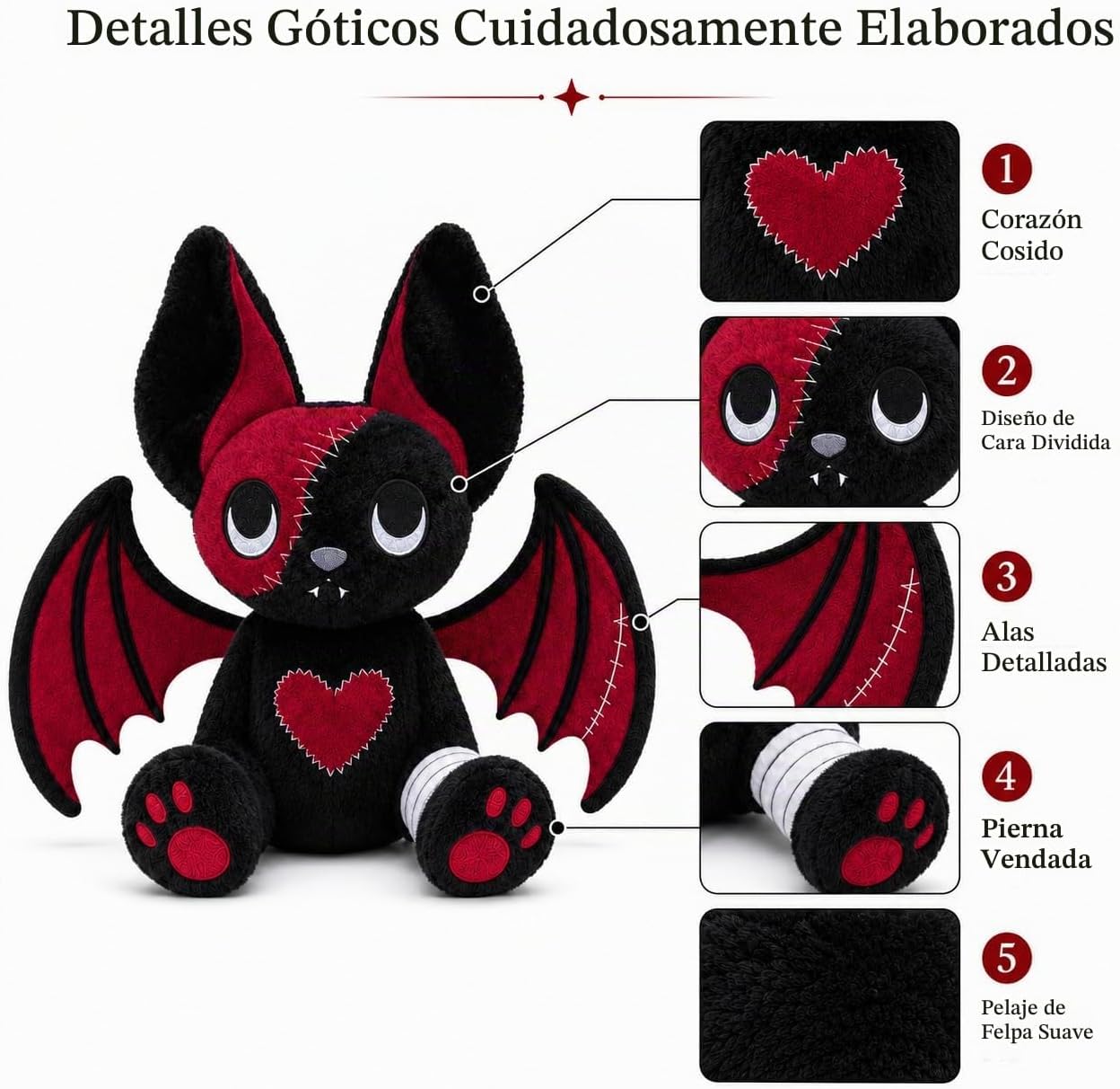 PHITECUS Murciélago Gótico de Peluche - Lindo Peluche Espeluznante,...