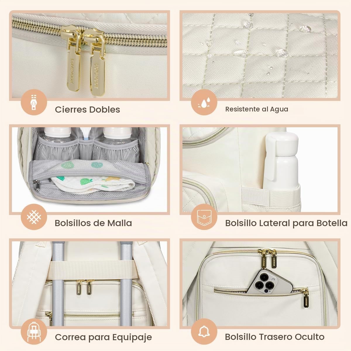 LOVEVOOK Mochila para Pañales de Gran Capacidad con Cambiador Portá...