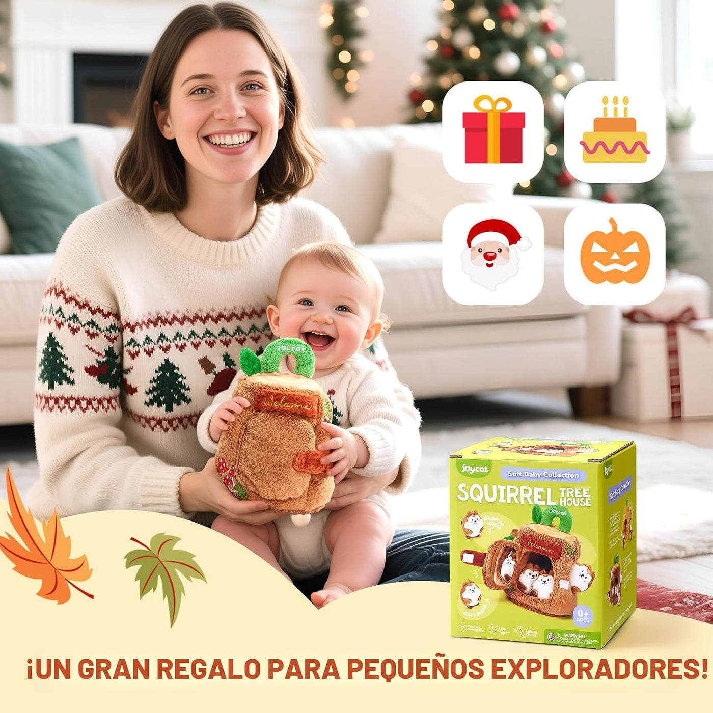 JoyCat Juguetes para bebés de 6-12 meses - Casa de árbol suave para...