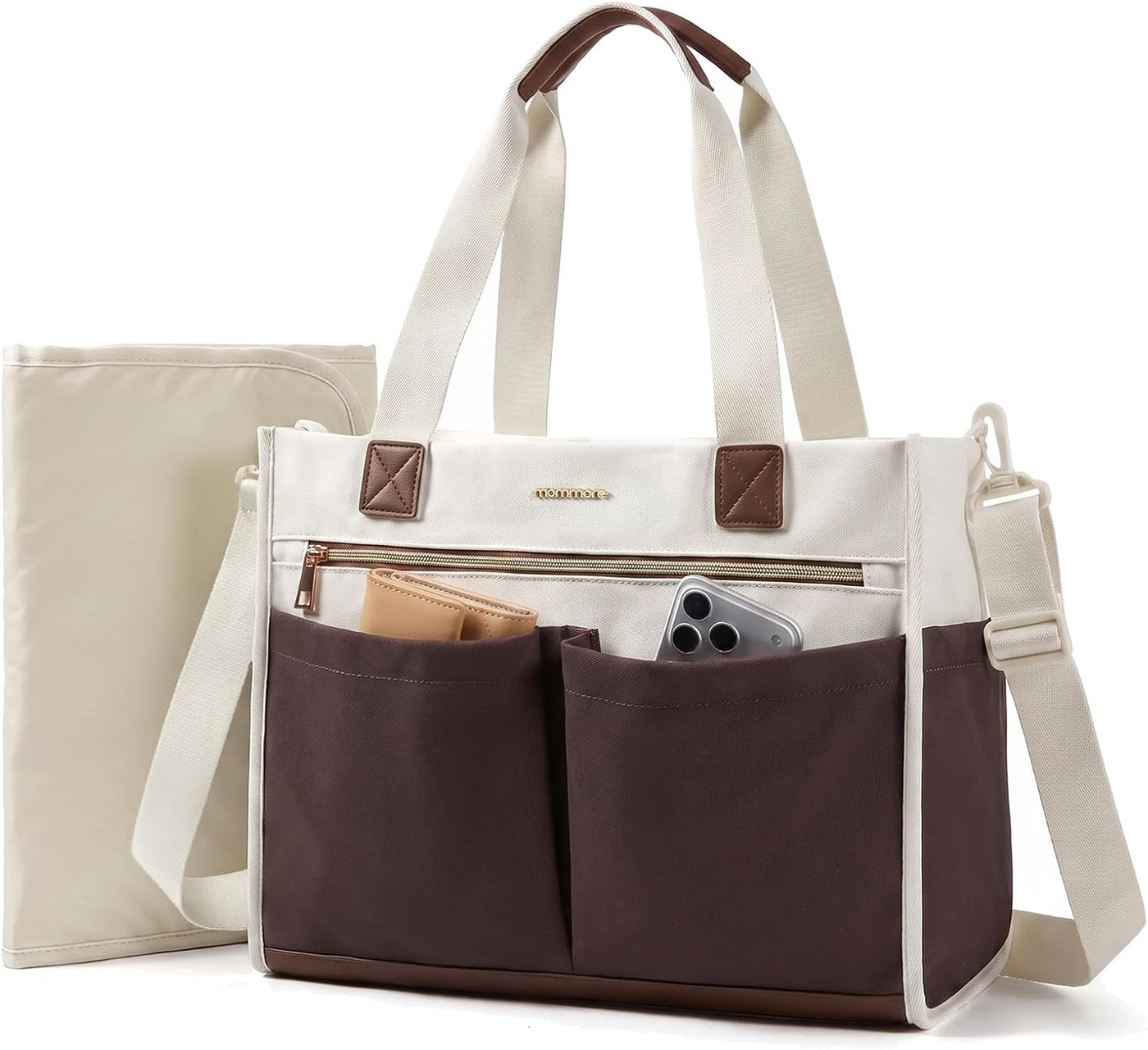 mommore Bolsa de pañales de lona Bolso de hospital con estilo para...