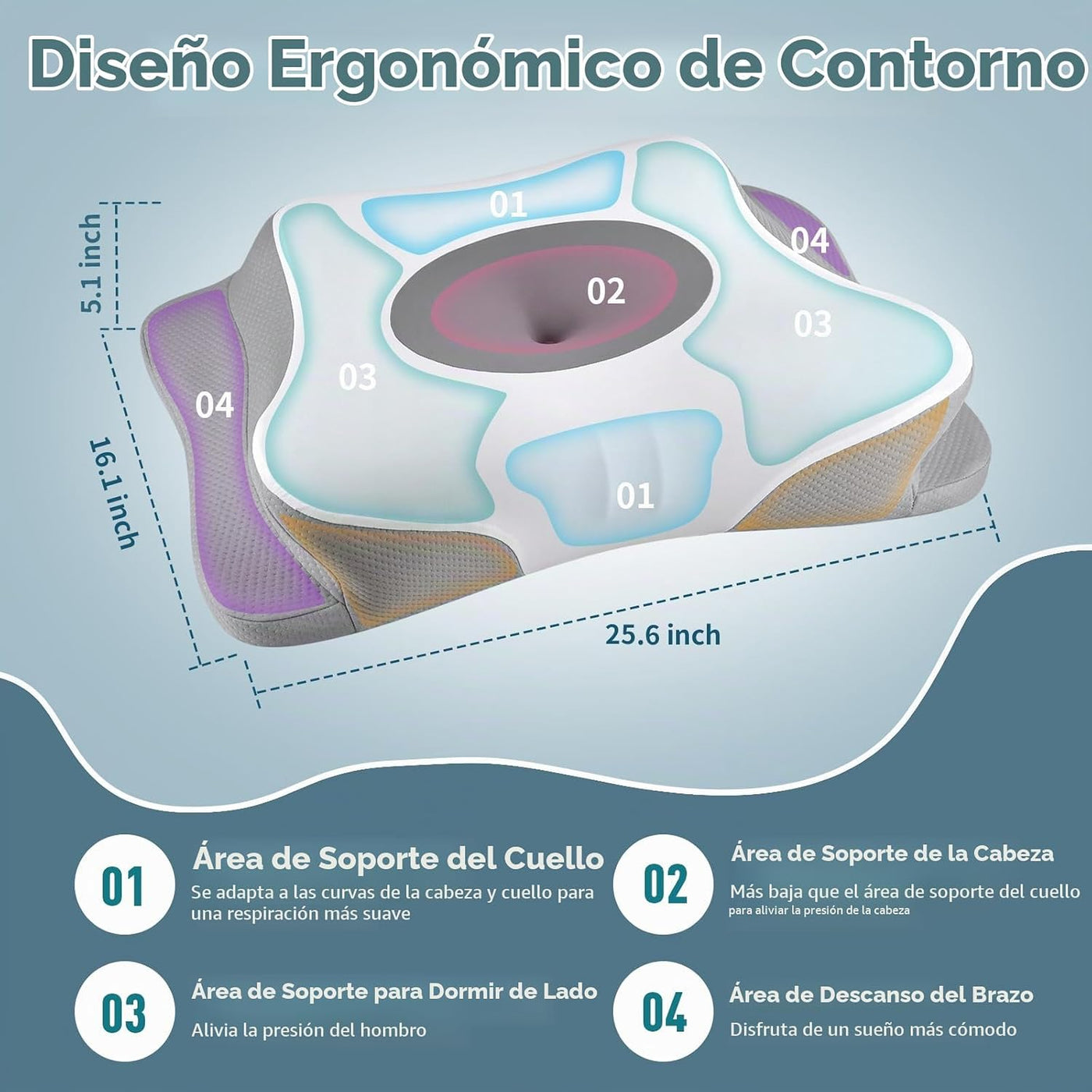 Almohada cervical para el cuello para aliviar el dolor, almohadas d...