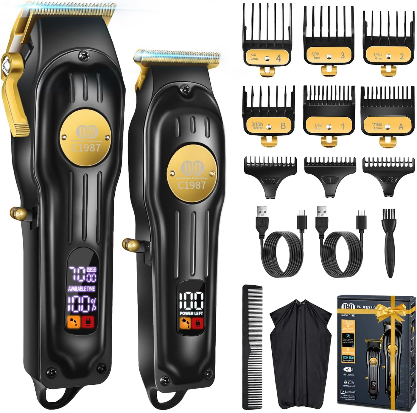 CIICII Juego de cortapelos y recortadores de pelo para hombre, kit...