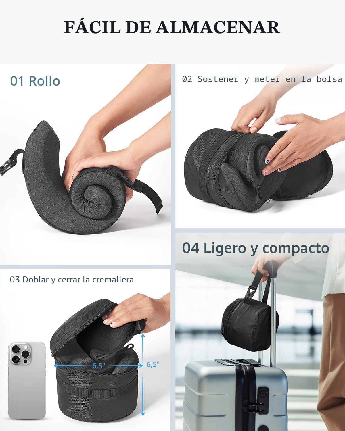 YFONG - Almohada de viaje para vuelos largos en avión, combo con co...