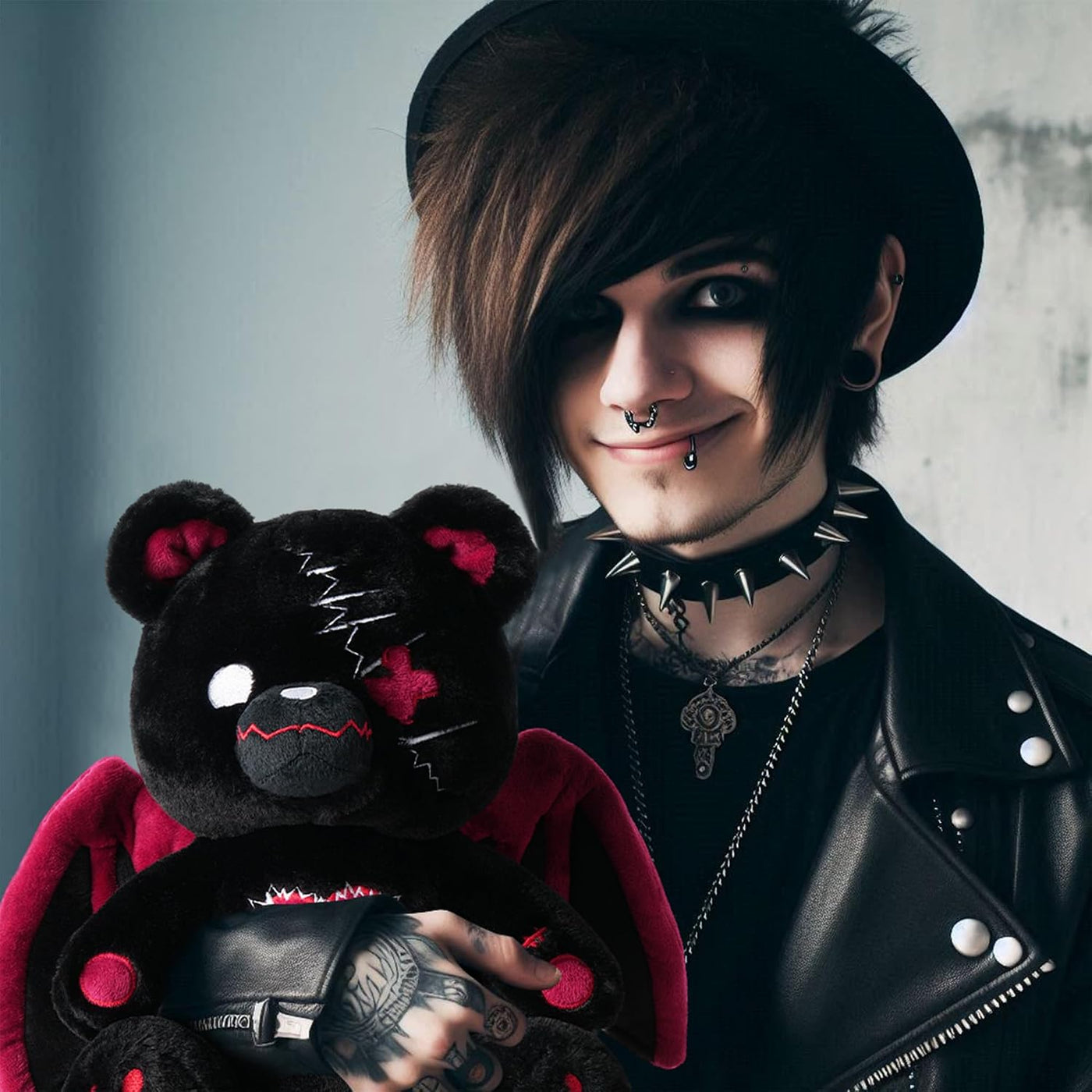 PHITECUS Oso Emo Gótico de Peluche con Alas - Lindo Peluche Espeluz...