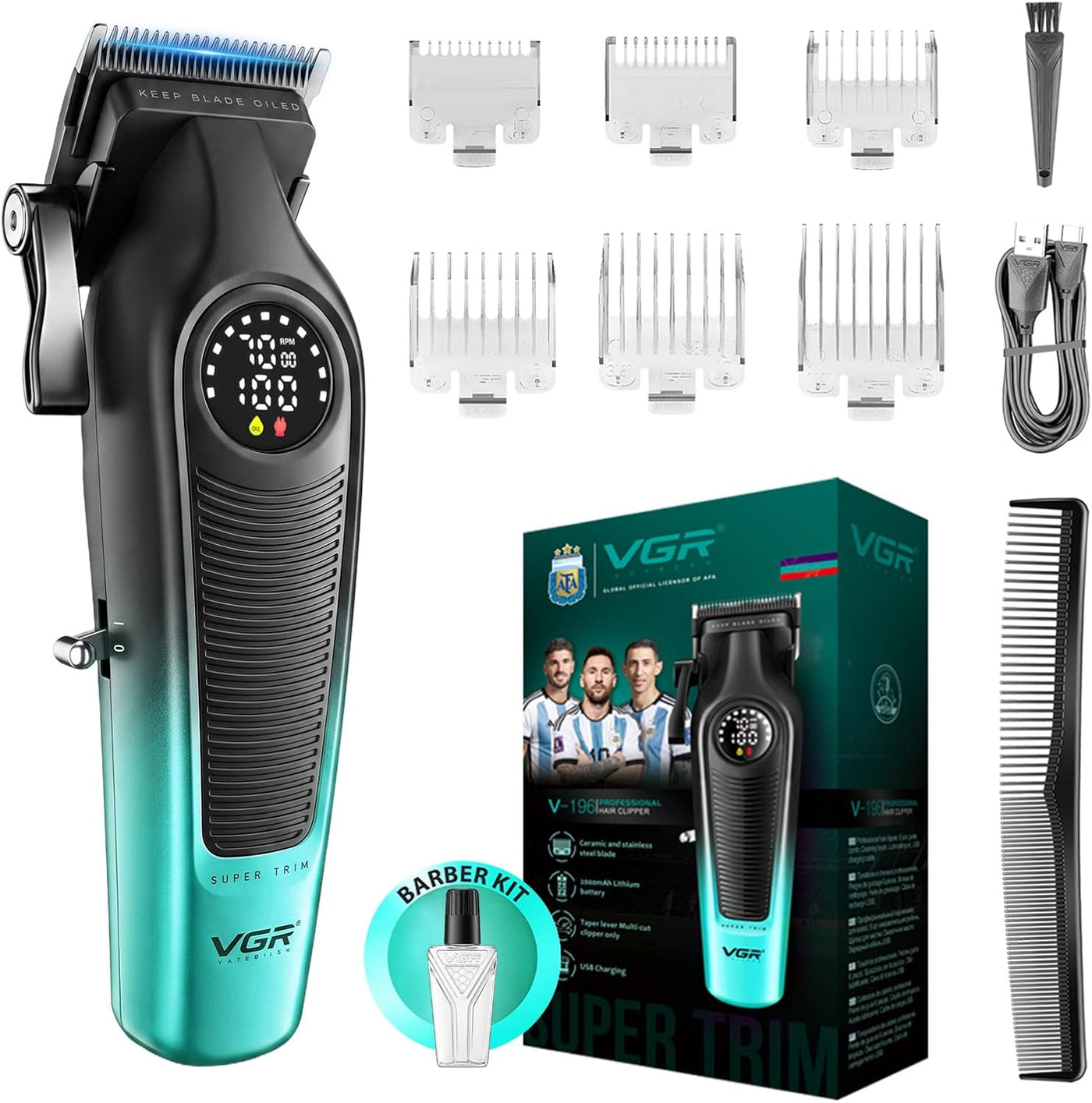 VGR V-196 - Cortapelos para hombres, inalámbrica, profesional, con...
