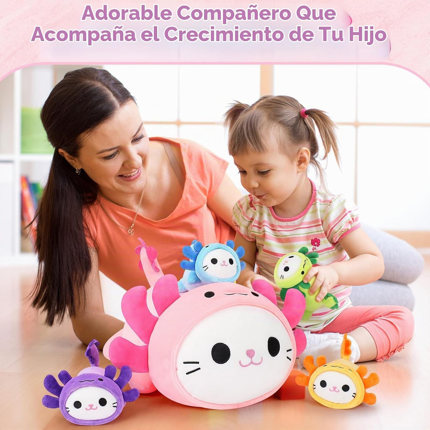 5 piezas de peluche de gato axolotl de animales de peluche familiar...