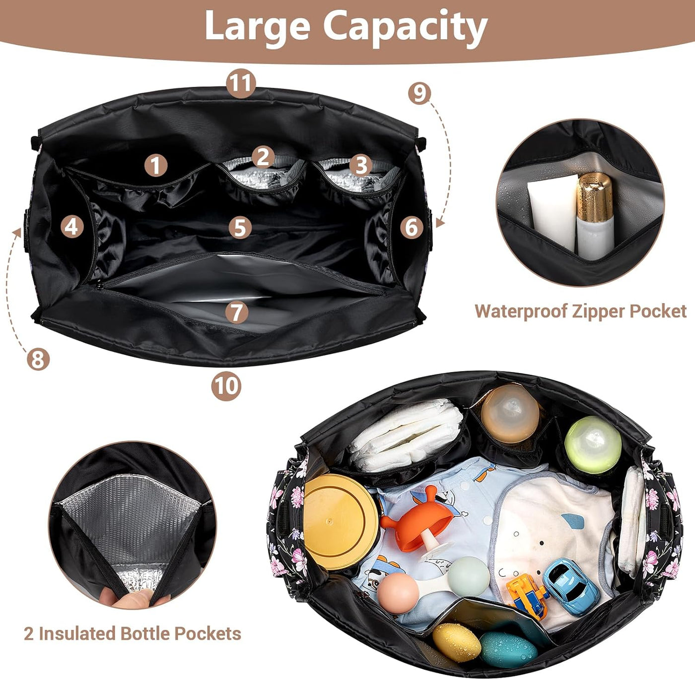 IBFUN Bolso de Pañales para Bebé - Bolso Grande para Bebé 4Pcs con...
