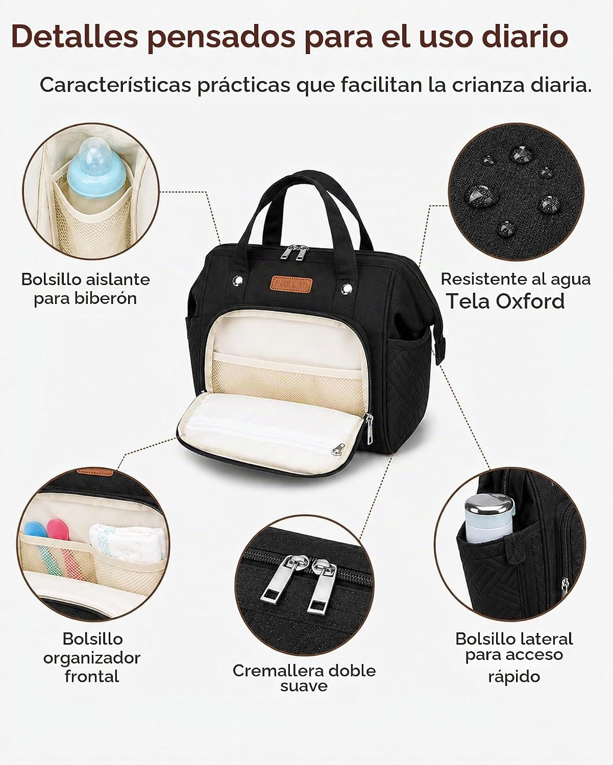 FHELAD Bolsa de pañales pequeña para mujer, mini bolsa de bebé 4 en...