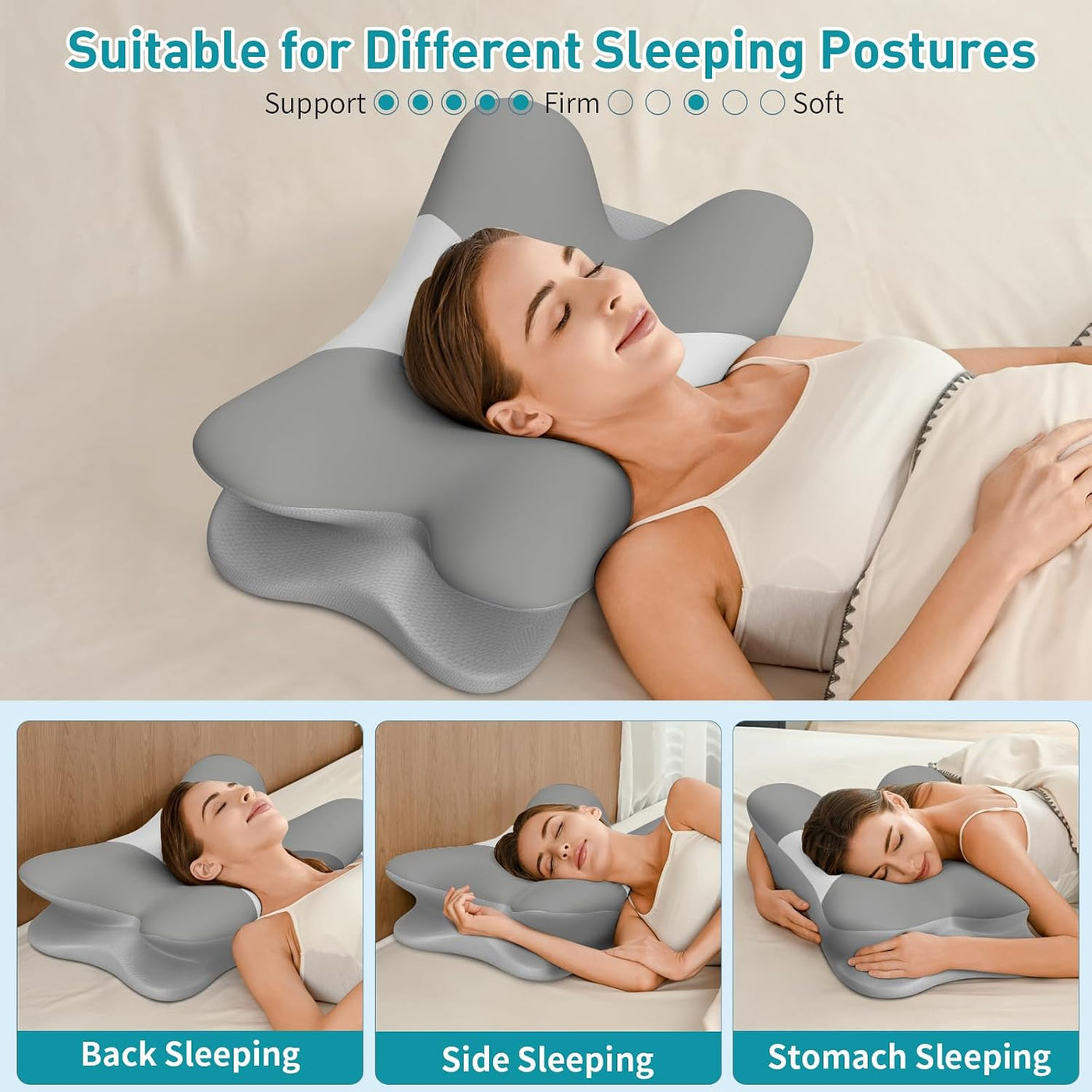Almohada cervical para el cuello para aliviar el dolor, almohada er...