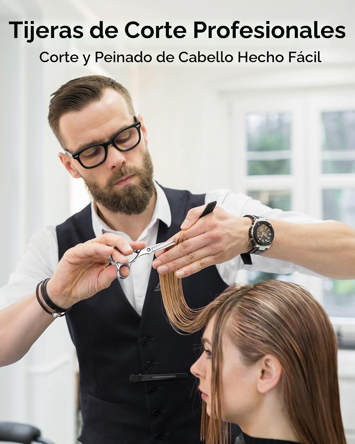 ULG Tijeras profesionales para cortar y adelgazar el cabello, tijer...
