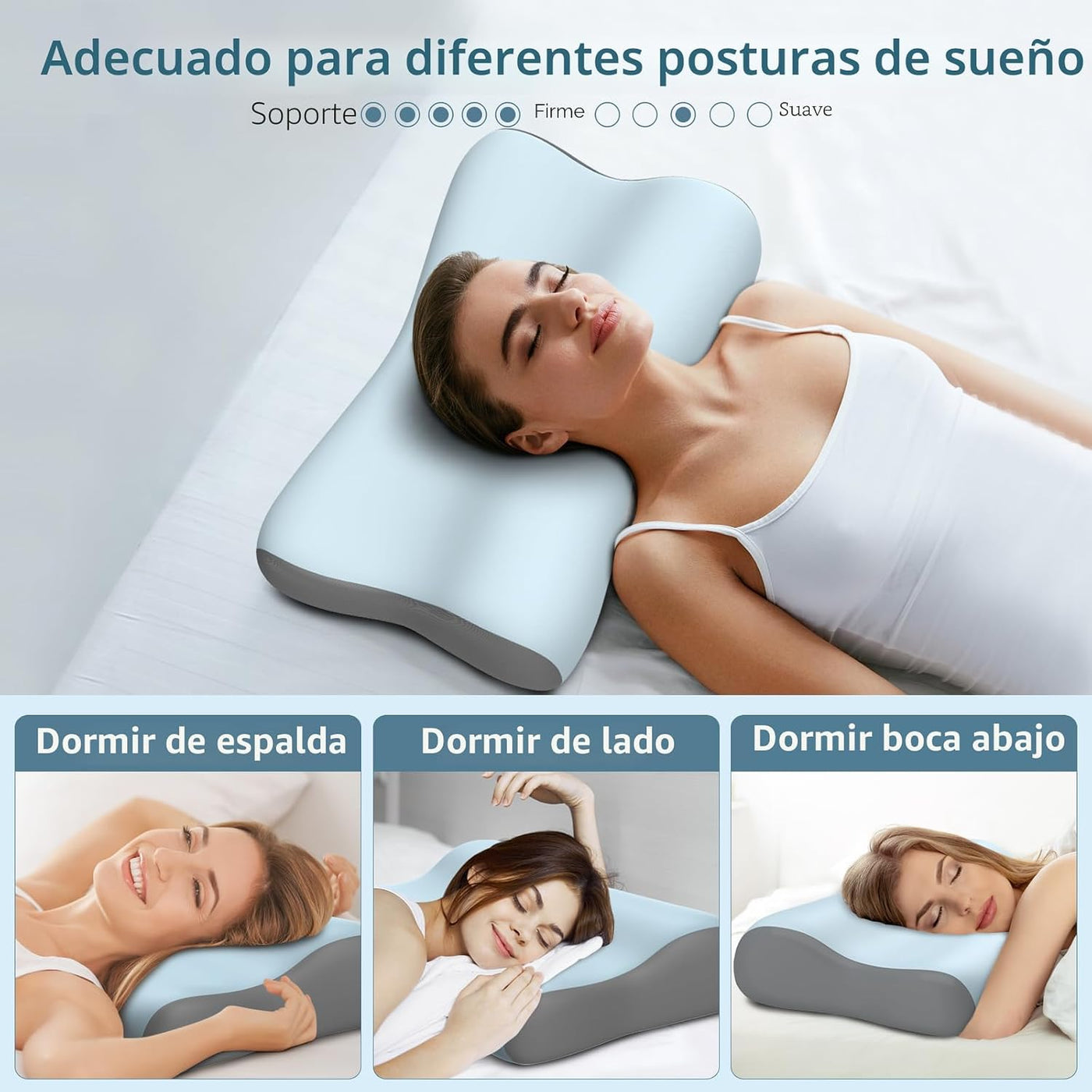 Almohada cervical para el cuello, almohadas de espuma viscoelástica...