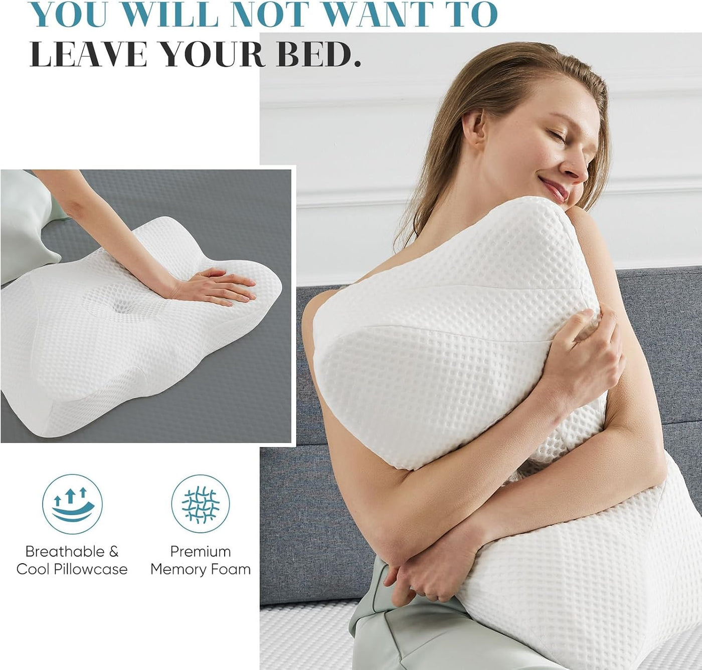 Sweetcrispy Almohada cervical para cuello y hombro, almohadas ergon...