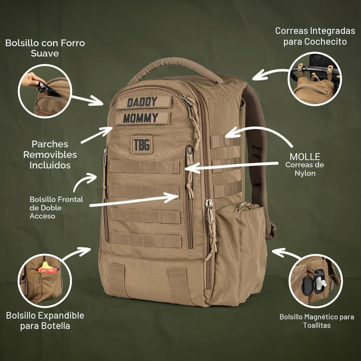 Tactical Baby Gear Daypack Mochila Táctica de Pañales para Papás -...