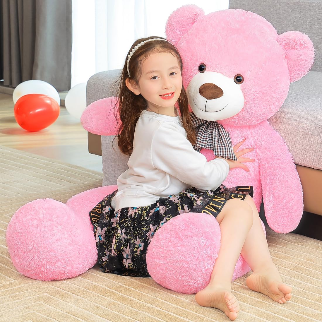 Oso de peluche gigante rosa de 4 pies, lindo animal de peluche gran...