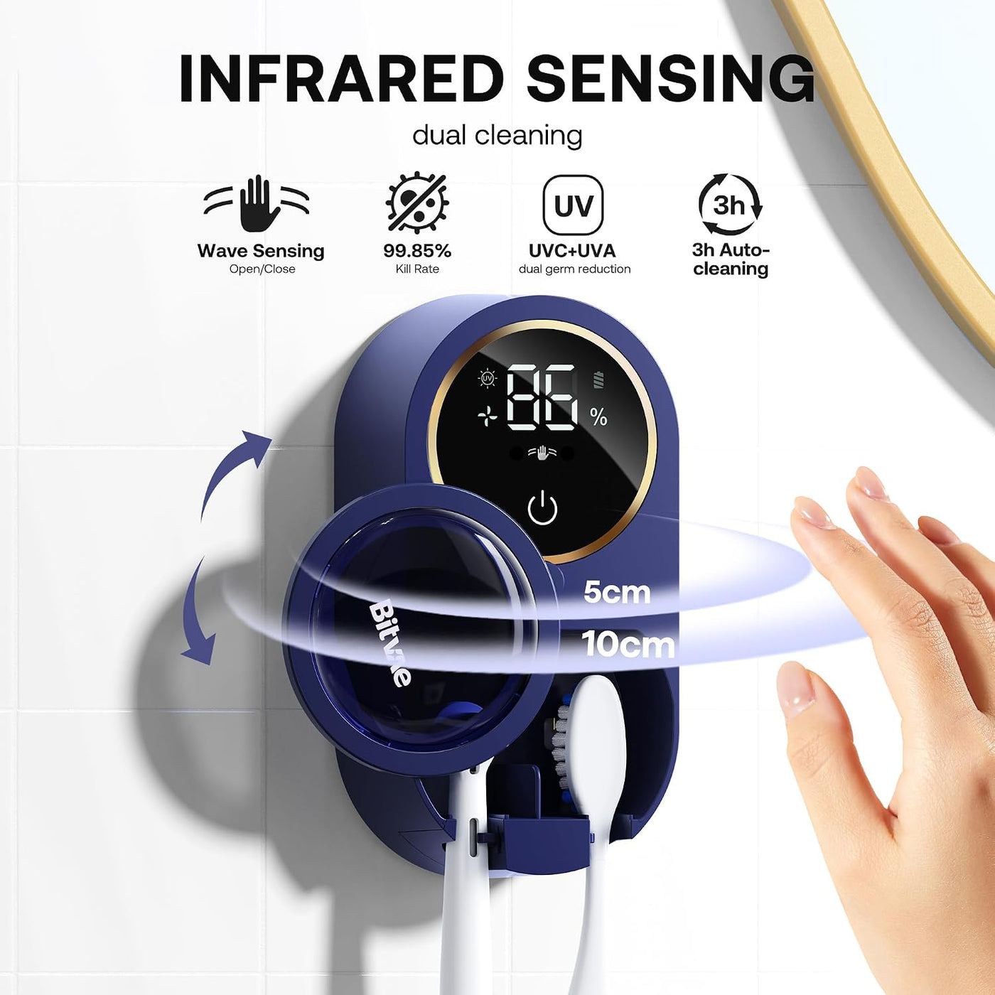 Bitvae - Soporte para cepillo de dientes mejorado para baño 2.0 con...