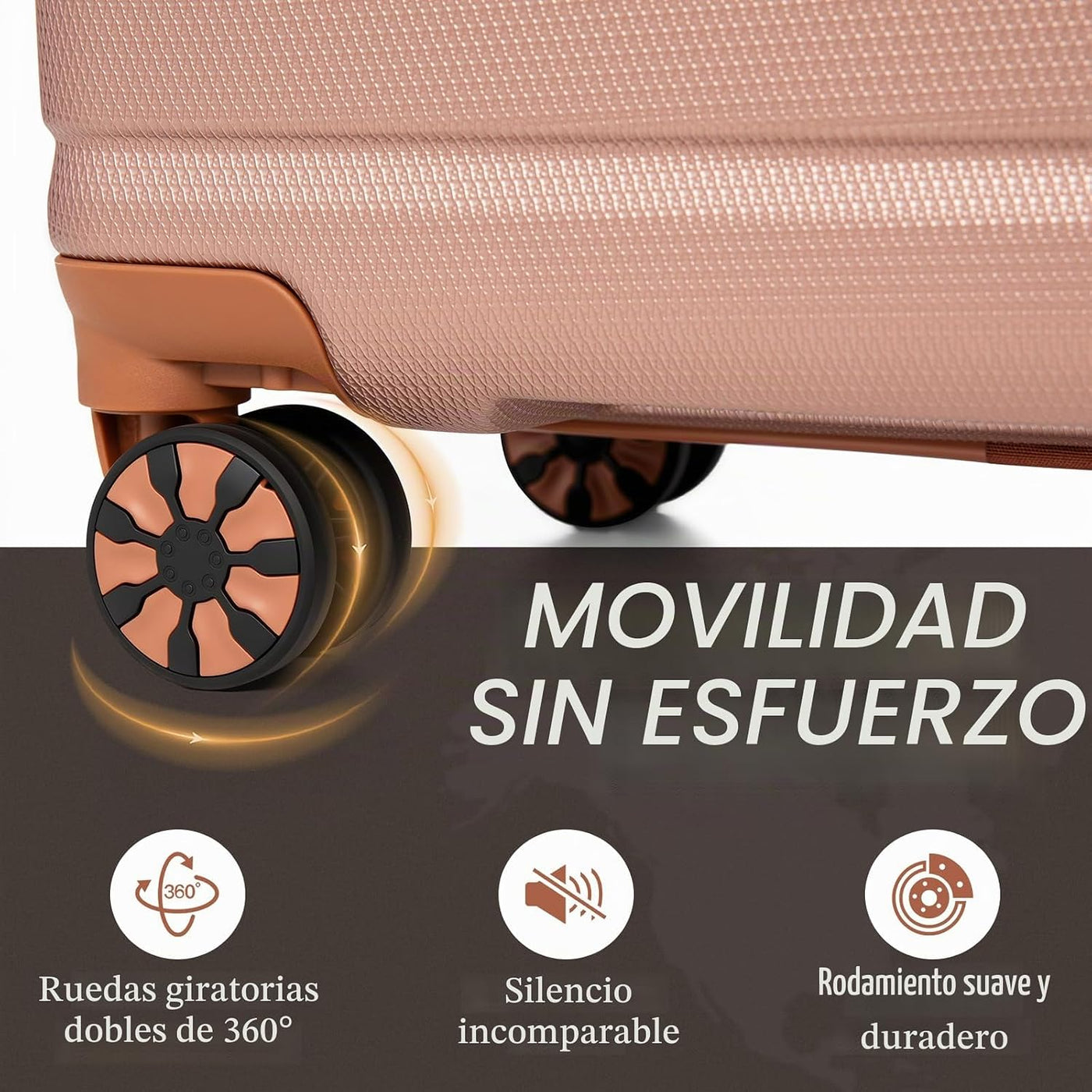 Cosbarn Juegos de Equipaje de 5 Piezas Maletas con Ruedas, Oro rosa...