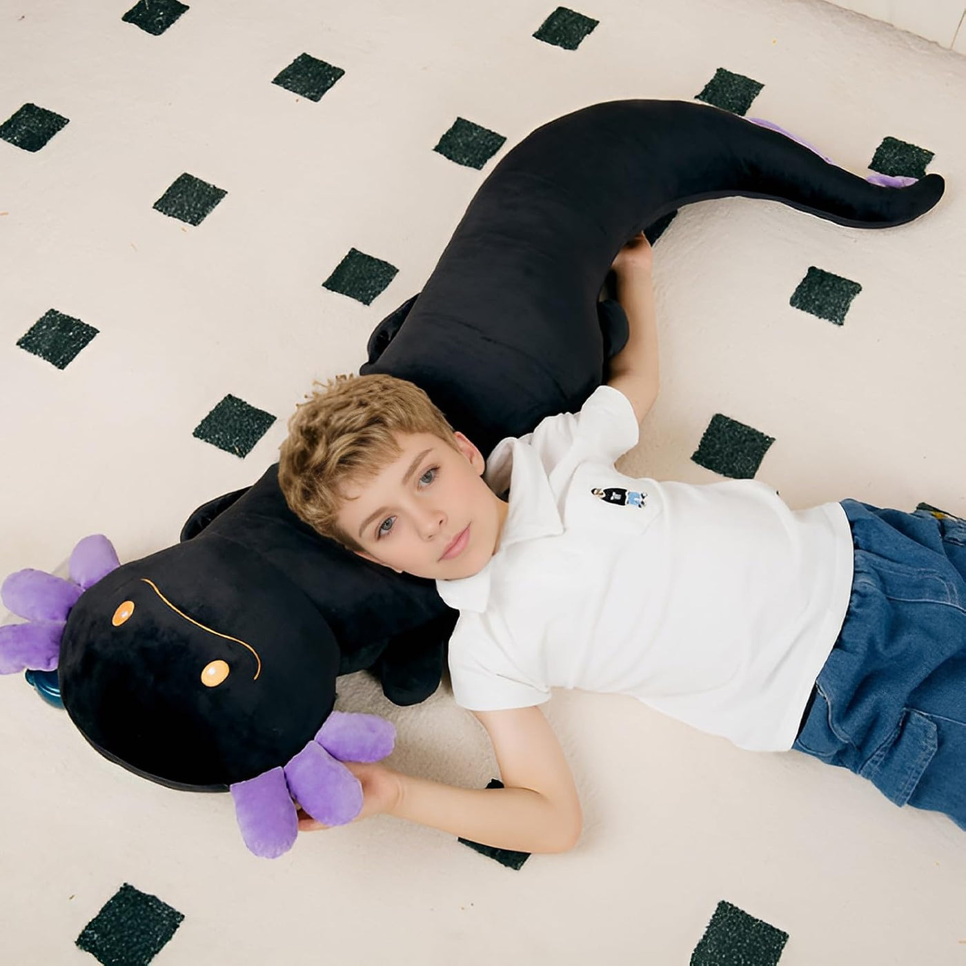 Tianmihou Peluche de ajolote gigante de 36 pulgadas, peluche fluore...