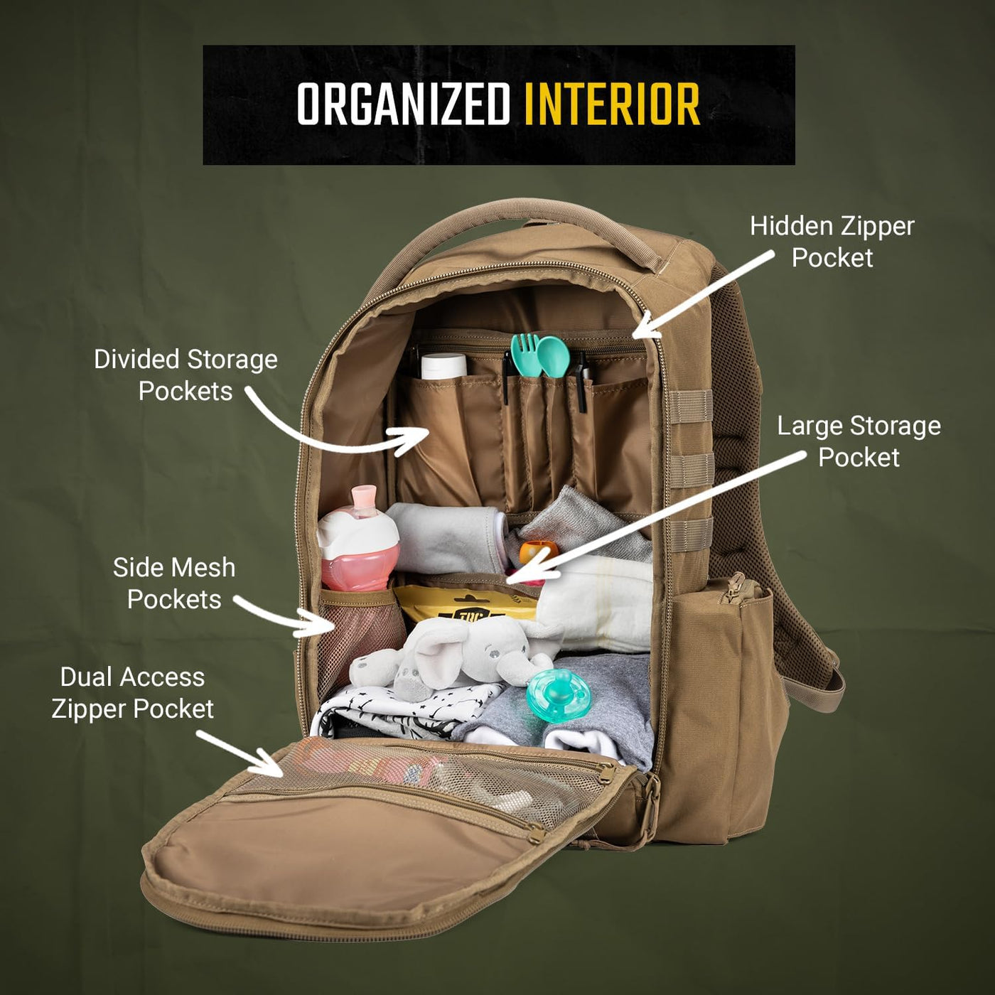 Tactical Baby Gear Daypack Mochila Táctica de Pañales para Papás -...