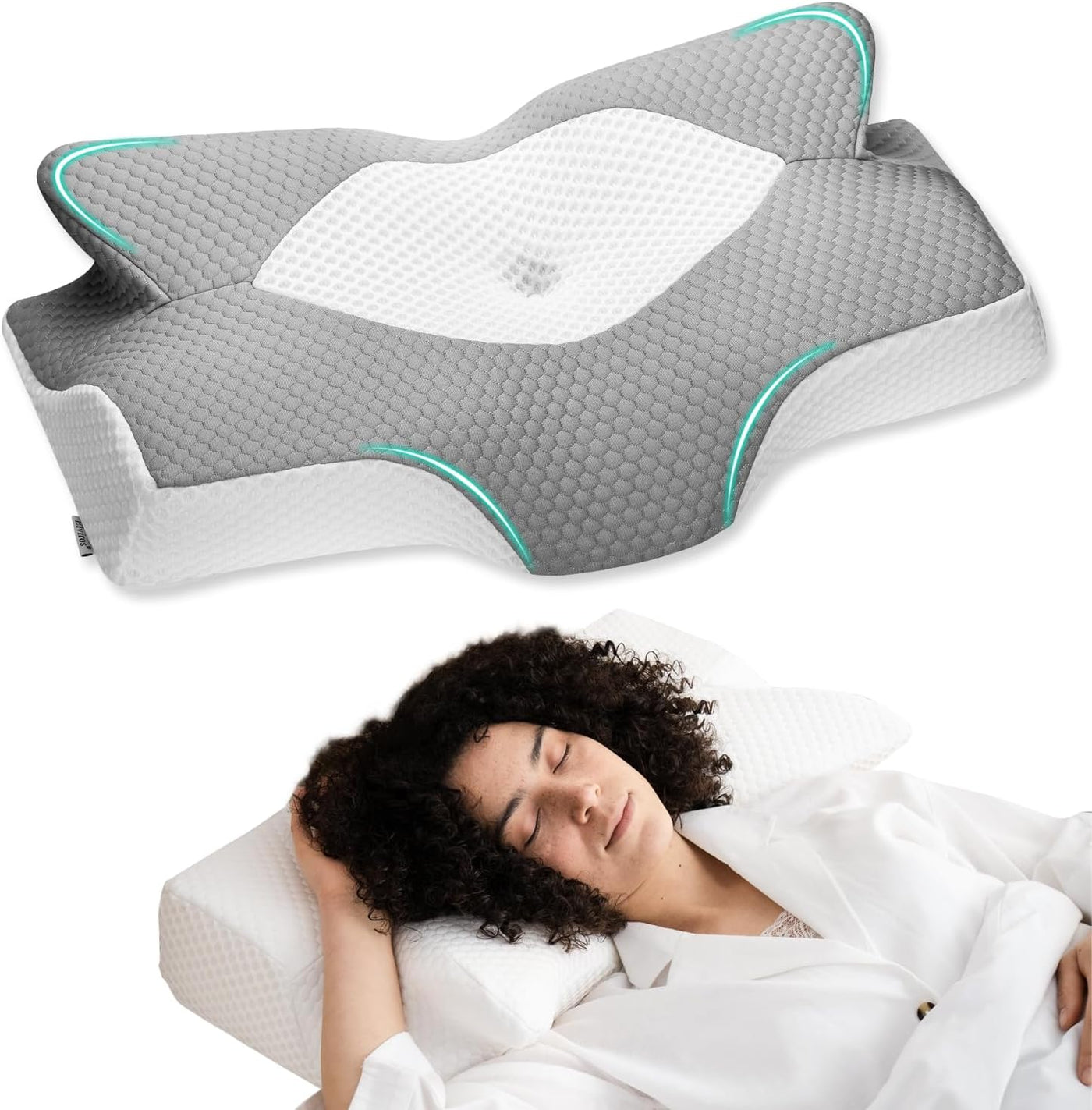 Elviros Almohadas cervicales de espuma viscoelástica para aliviar e...