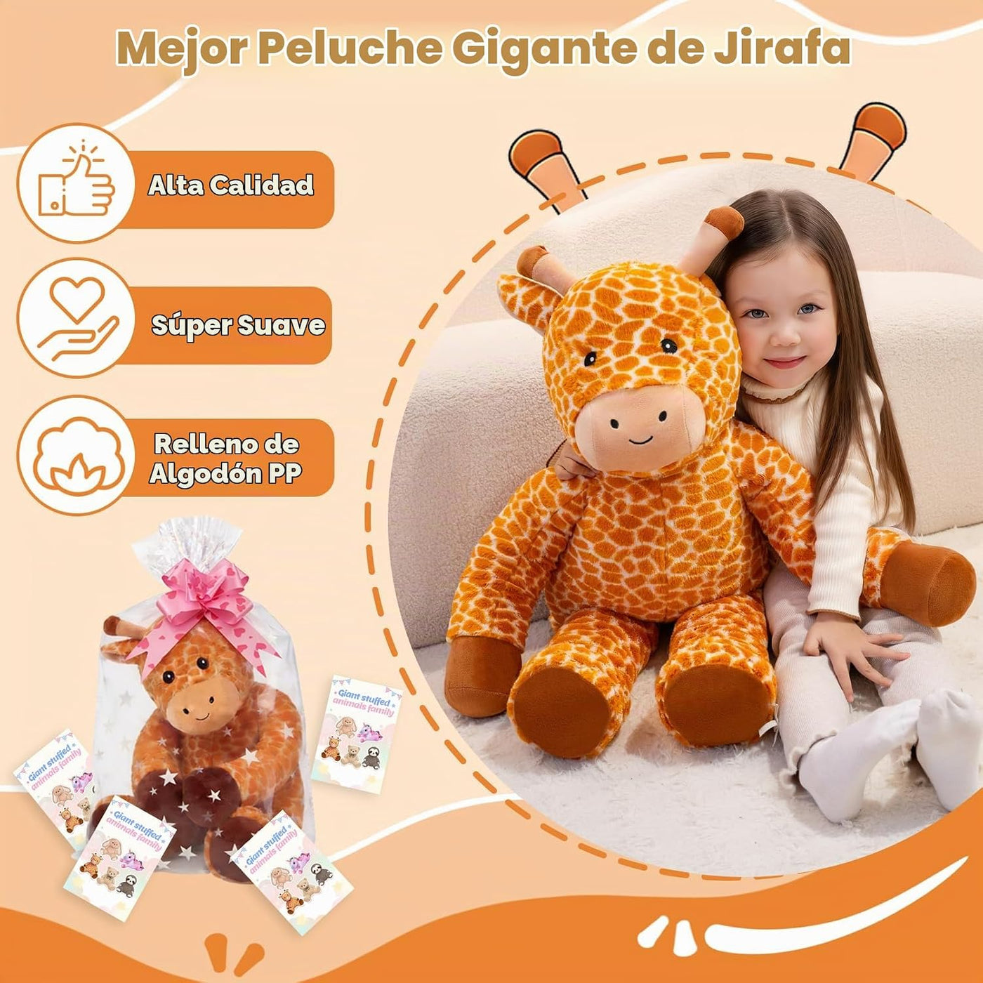 SQEQE Peluche de jirafa grande de 39 pulgadas, jirafa de peluche gi...