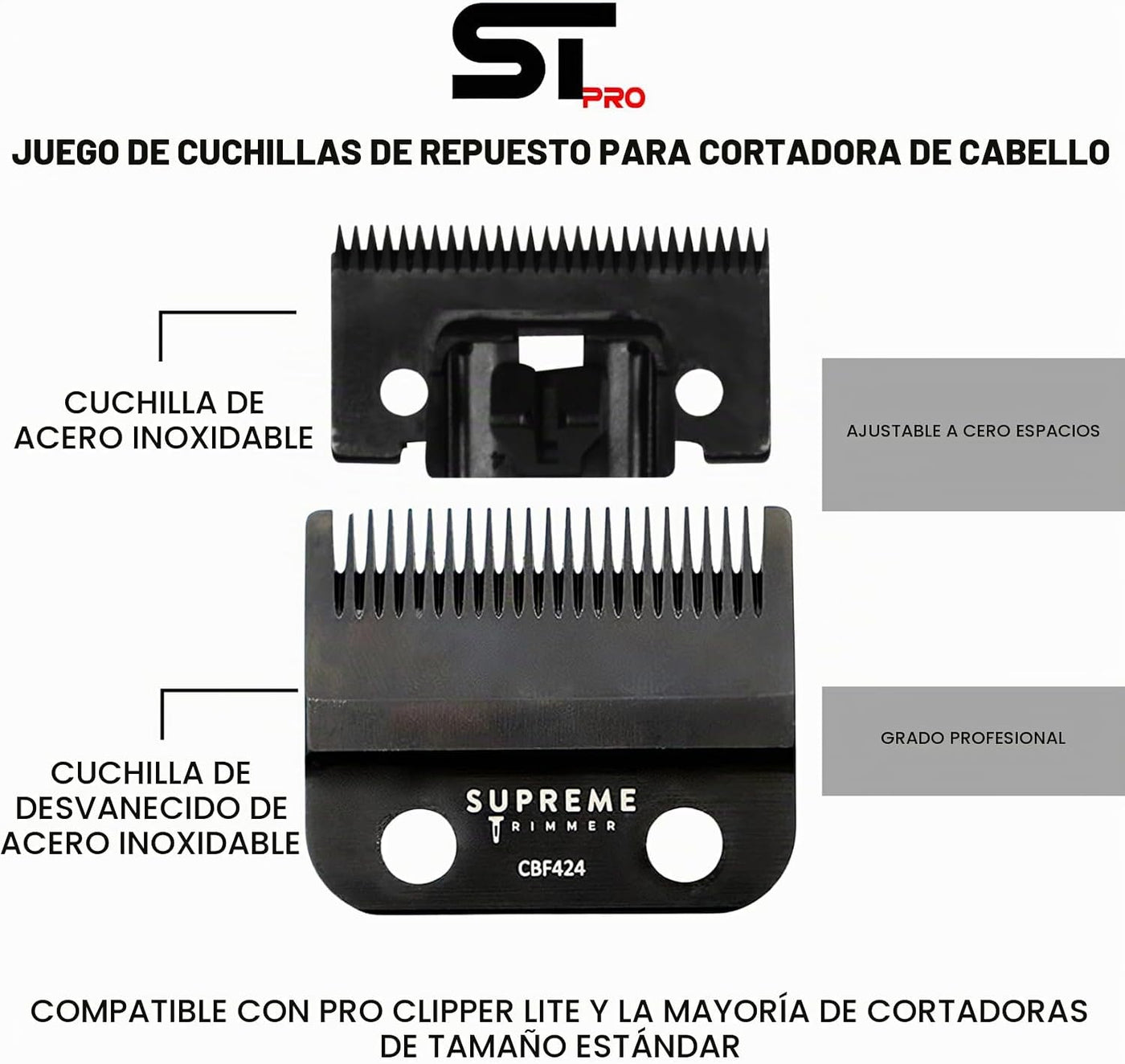 Supreme Trimmer Pro Clipper Lite - Juego de cortapelos profesional...