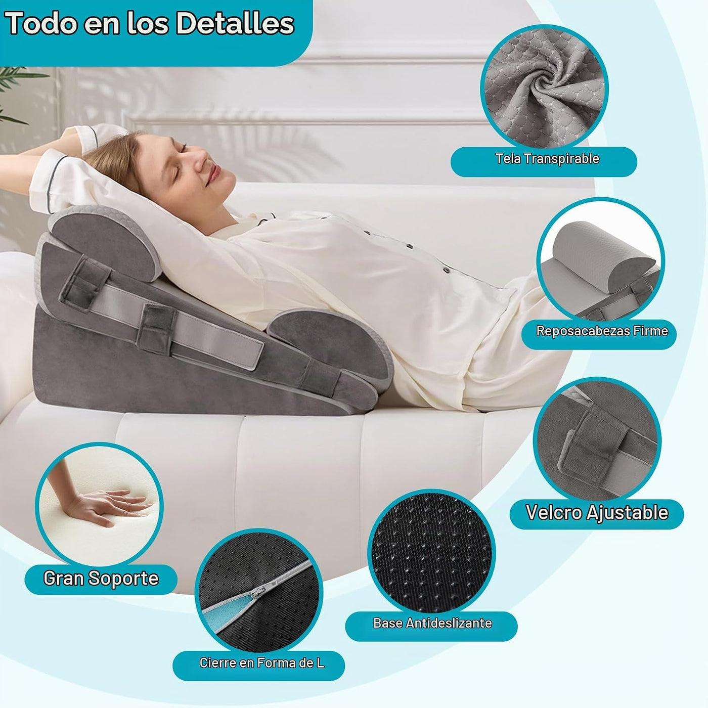 WGAKCED Juego de 4 almohadas de cuña para después de la cirugía, al...