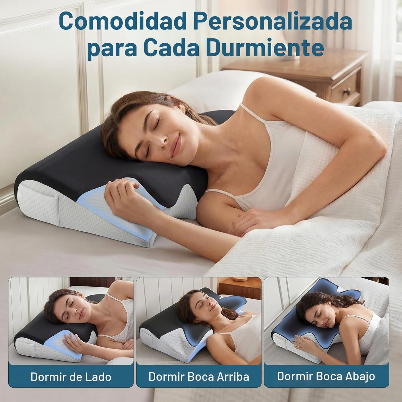 Almohada cervical eficaz para aliviar el dolor para dormir, almohad...