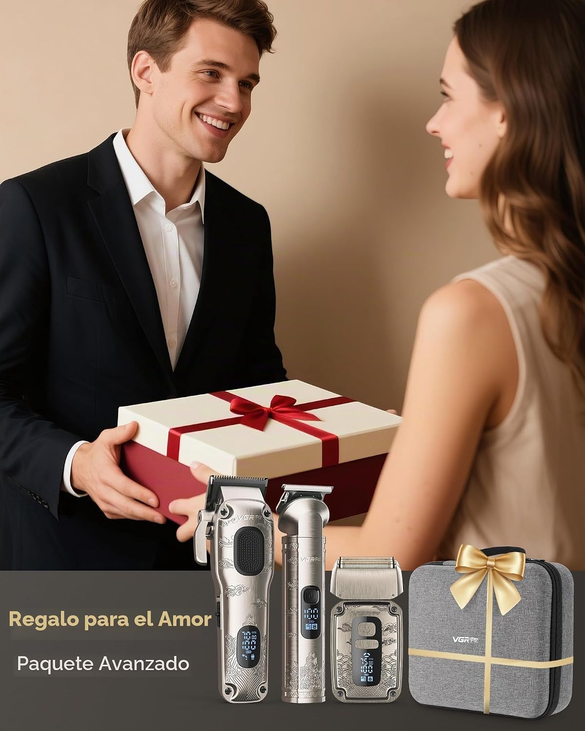 VGRPRO Cortapelos para hombres, recortadora de barba, afeitadora de...