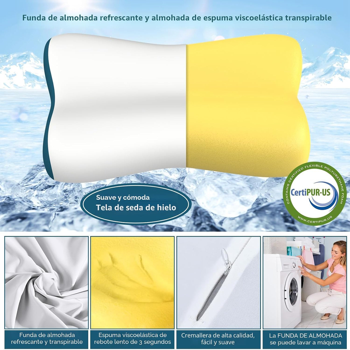 Almohada cervical para aliviar el dolor de cuello, almohadas de esp...