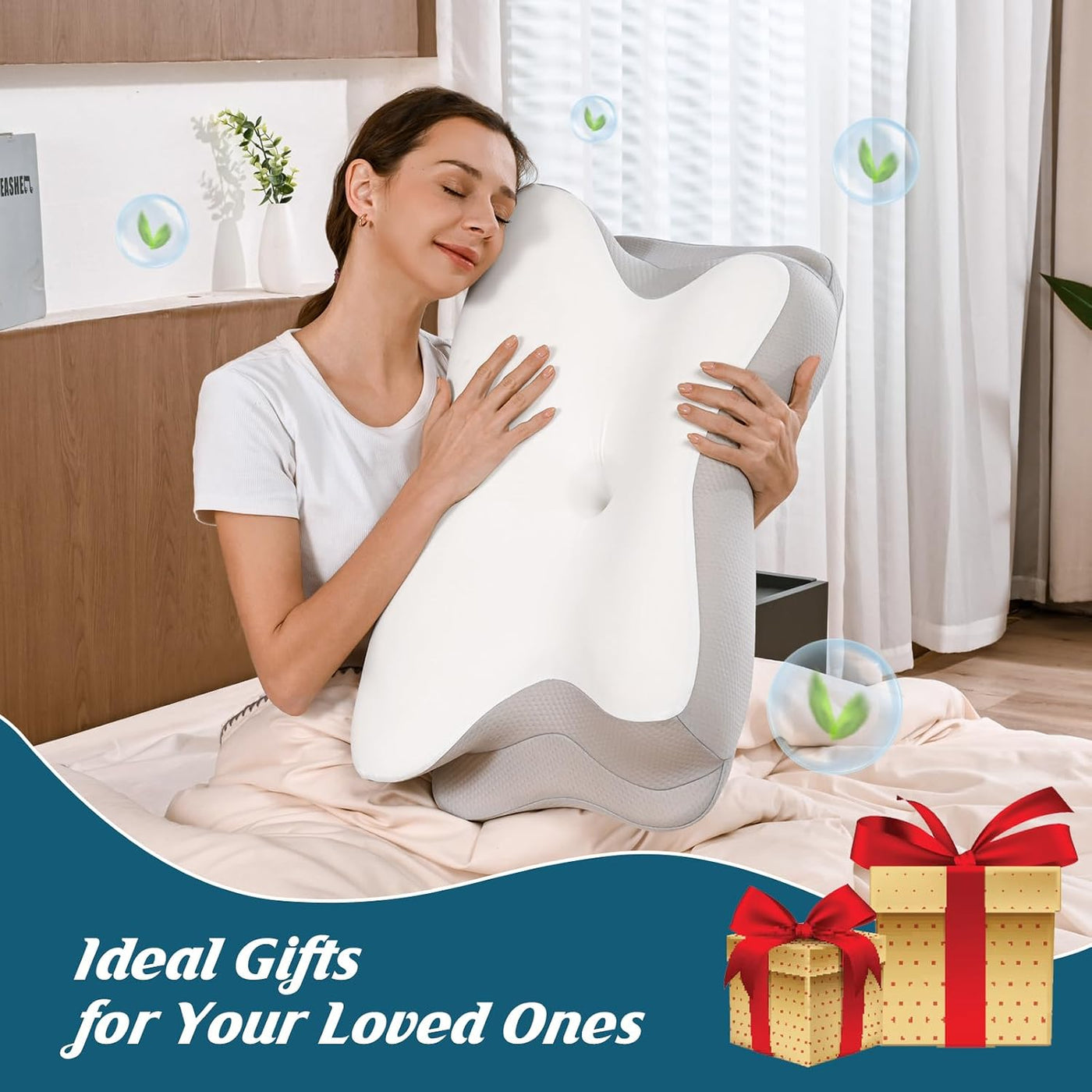 Almohada cervical para aliviar el dolor, almohada ergonómica para d...