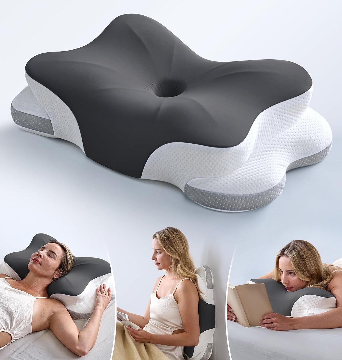 Almohada cervical para el cuello ultra alivio del dolor para dormir...
