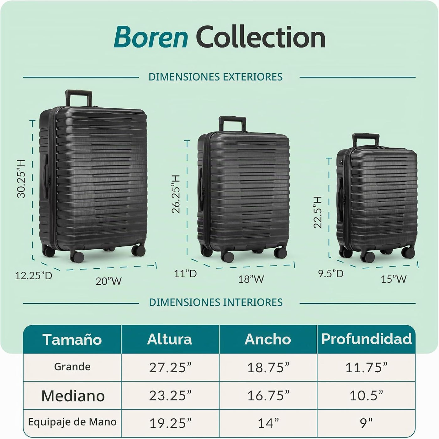 U.S. Traveler Boren - Maleta de viaje de policarbonato resistente c...
