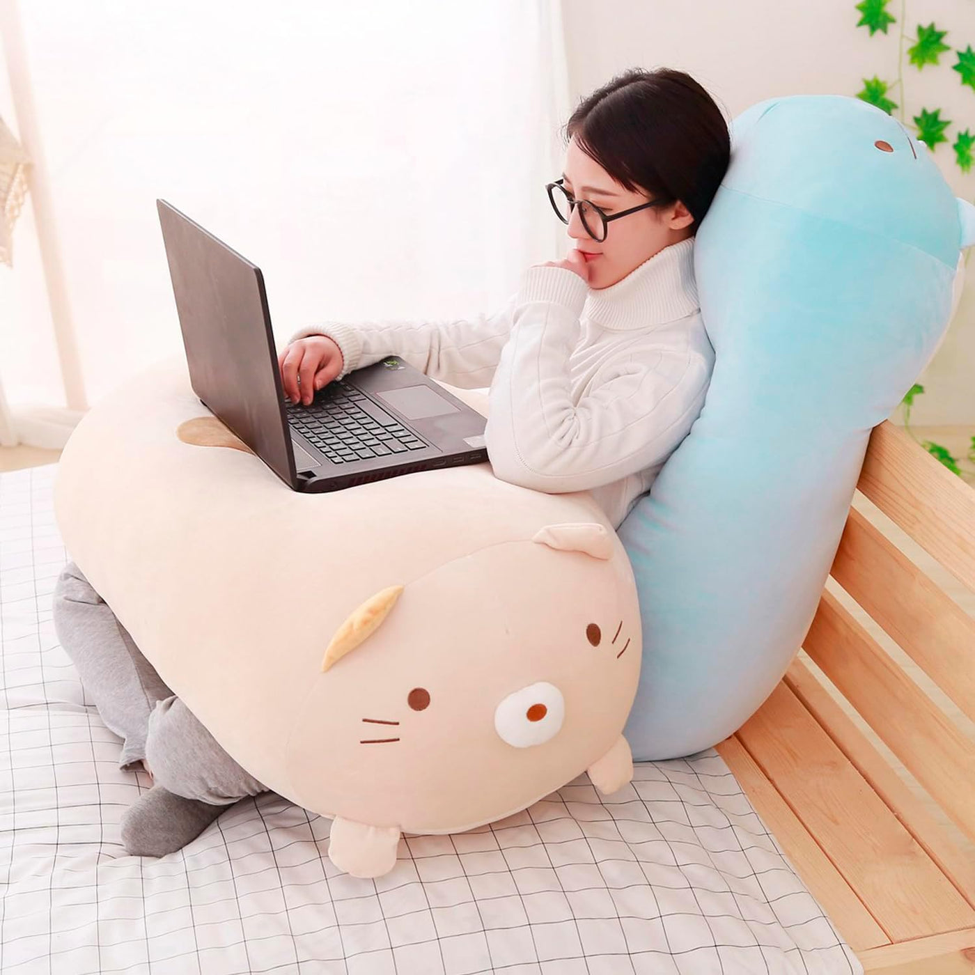 ERDAO Almohada de Felpa de Gato Grande, Juguete Muñeca de Animales...