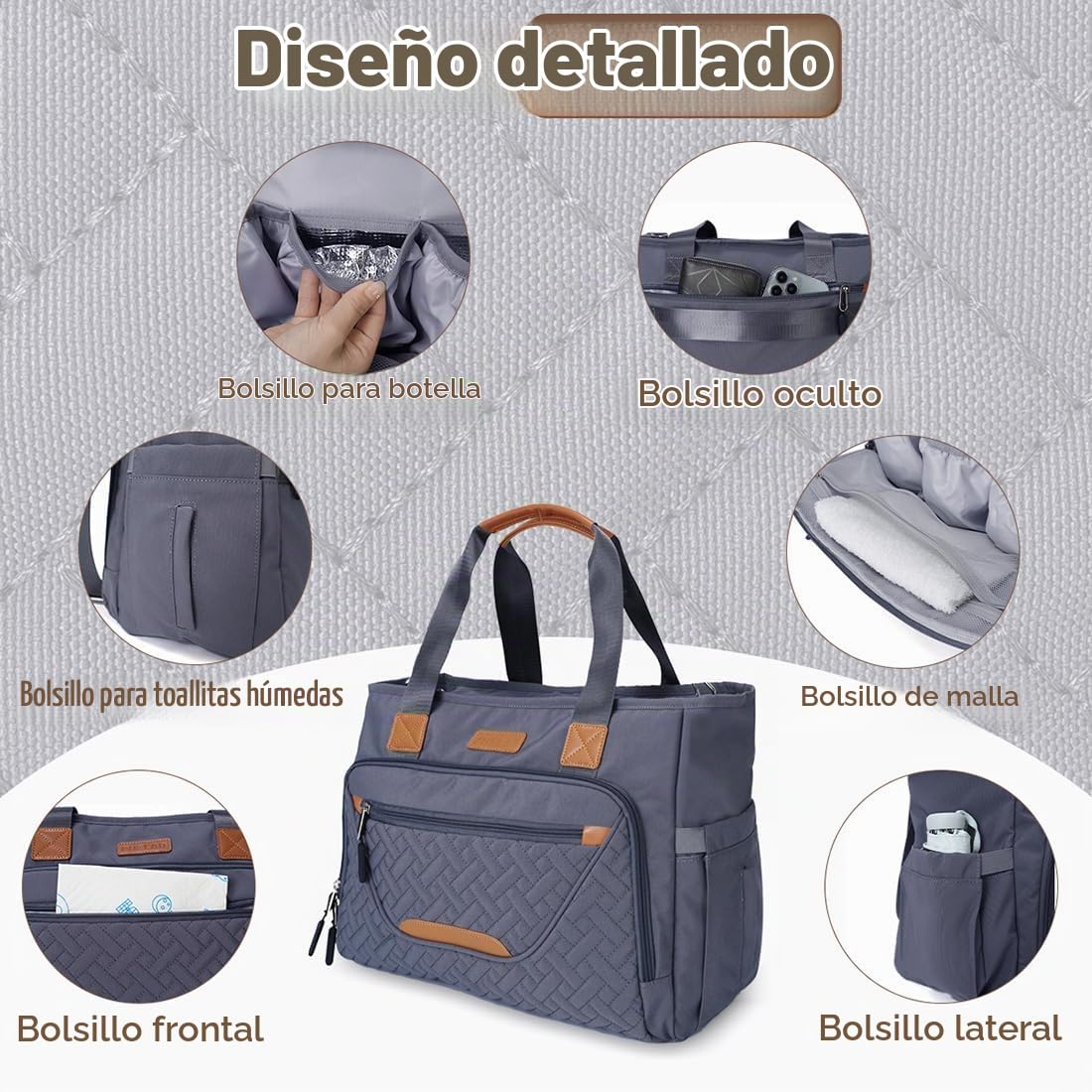 Bolsa de pañales FHELAD, con compartimento para laptop de 16 pulgad...