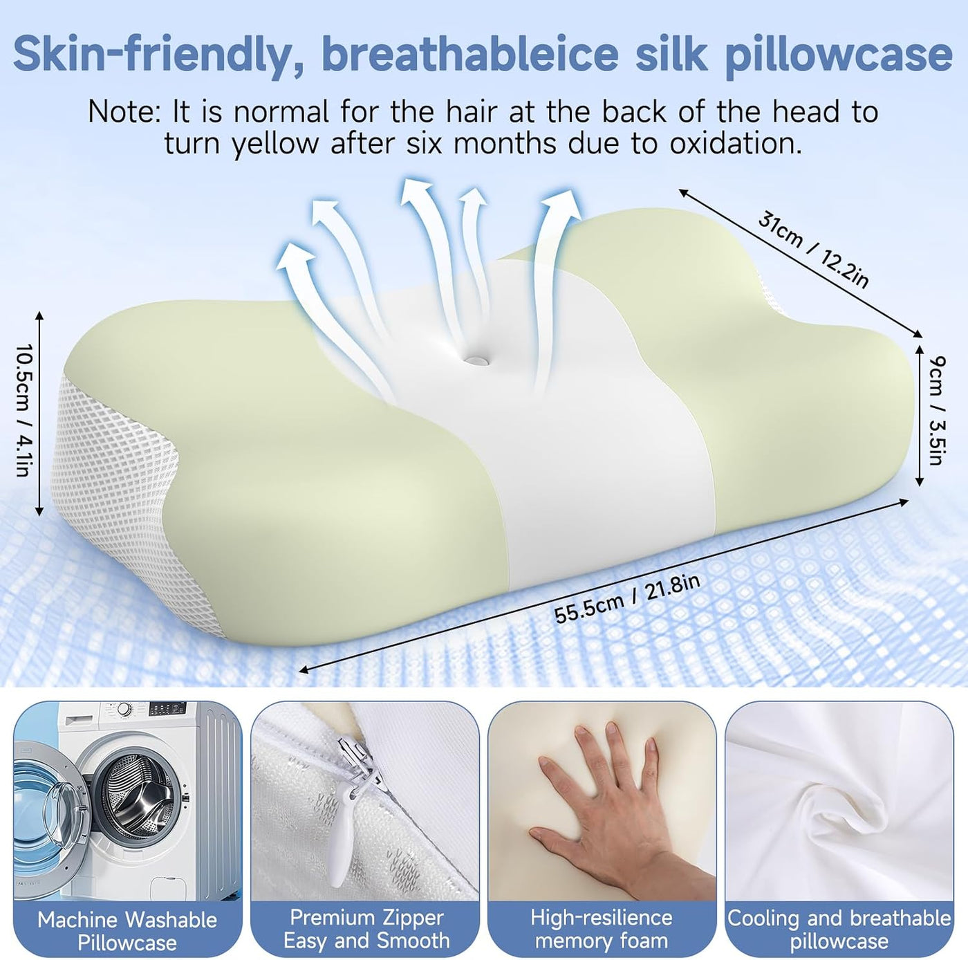 VYLEE Almohada cervical de espuma viscoelástica, soporte cómodo par...