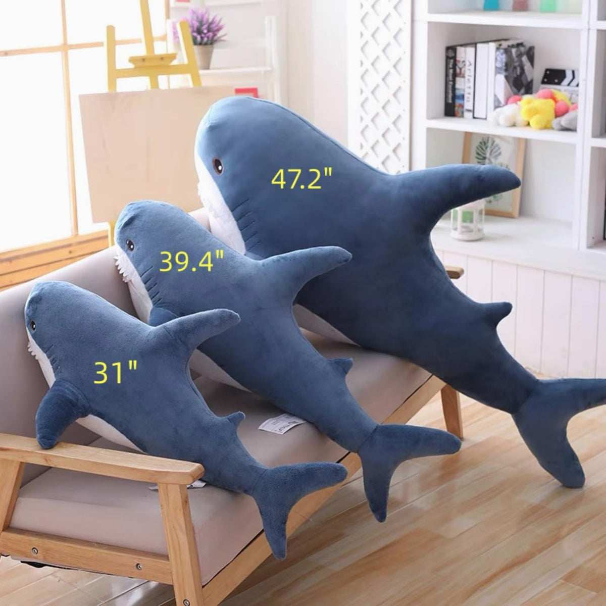 Peluche de tiburón gigante con peso de 39.4 pulgadas, XXL, 15% más...