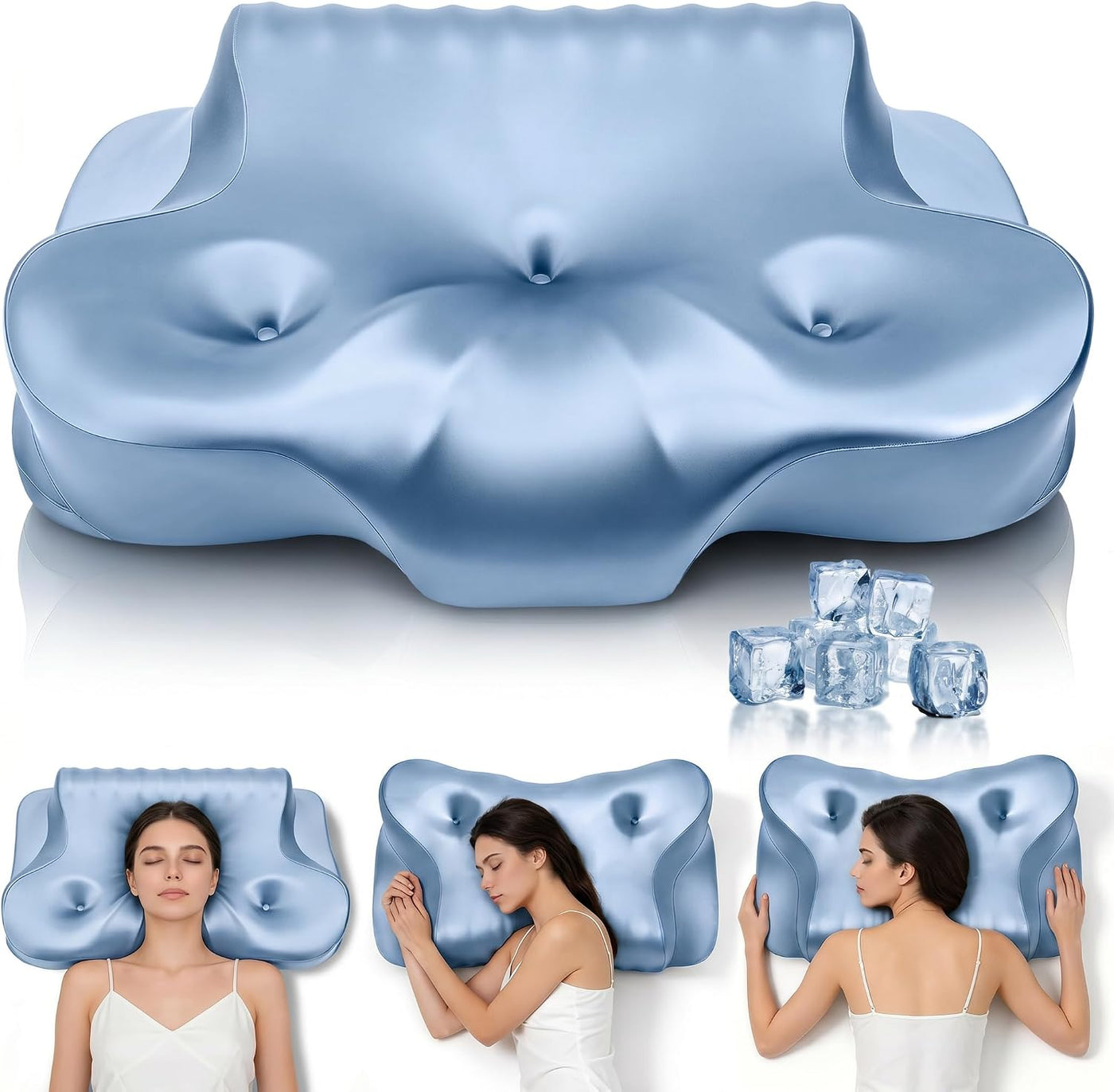 Dayme Almohada ortopédica de espuma viscoelástica, color azul | Alm...