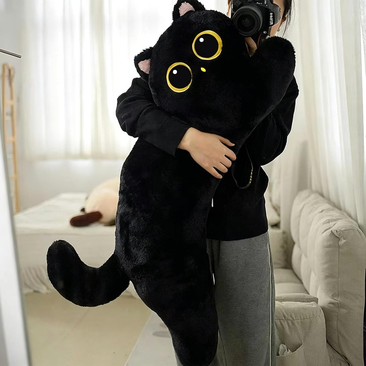 TPVV Peluche de gato gigante de 35 pulgadas, almohada gigante de ga...