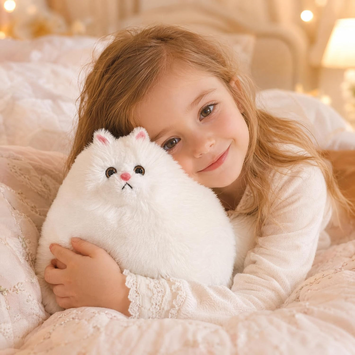 Winsterch Juguete de peluche de gato blanco de 10 pulgadas, animal...