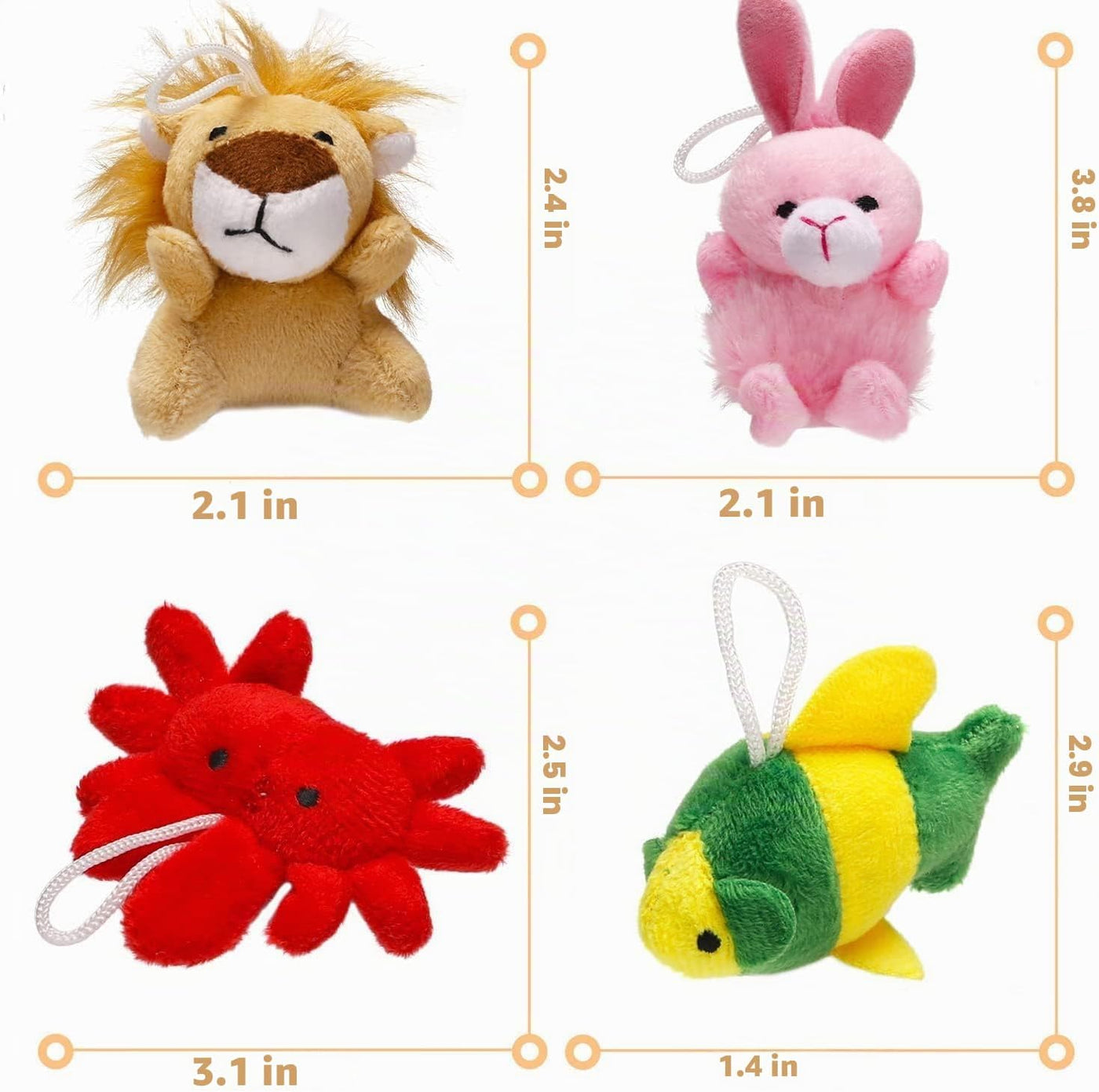 Paquete de 56 mini juguetes de animales de peluche a granel, llaver...