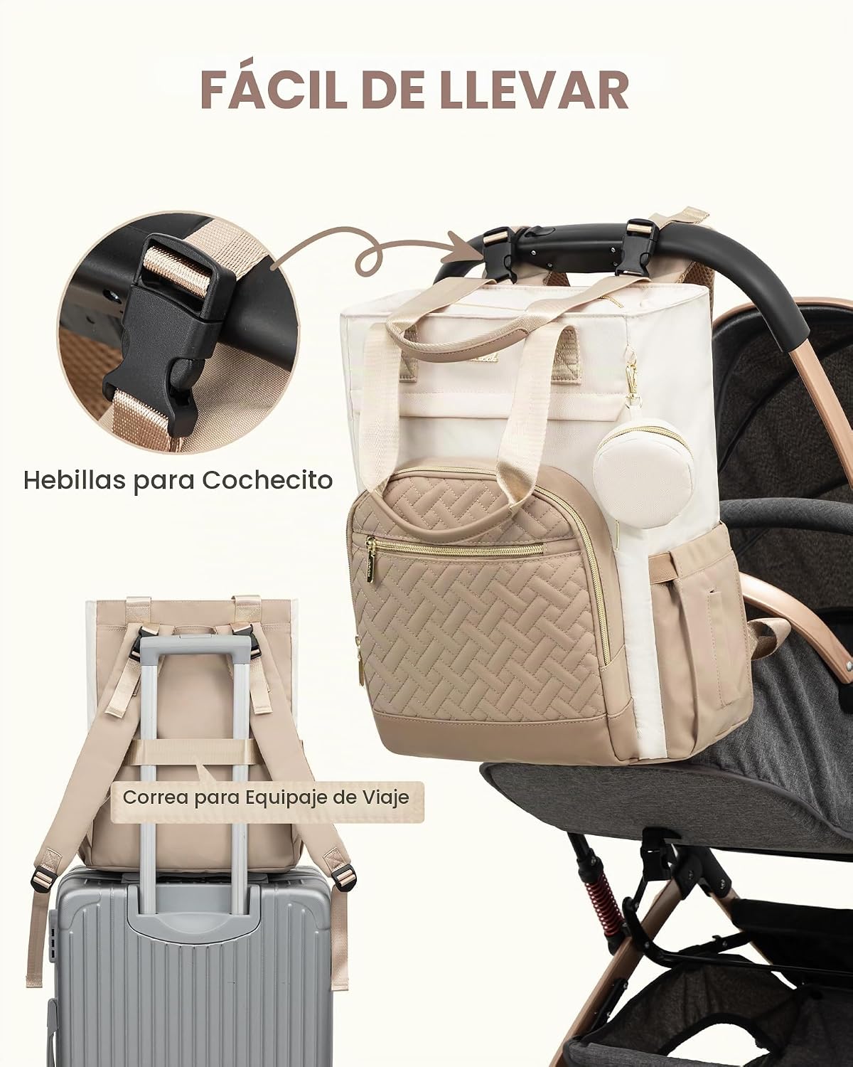 LOVEVOOK Mochila para pañales, bolsa de bebé portátil de gran capac...