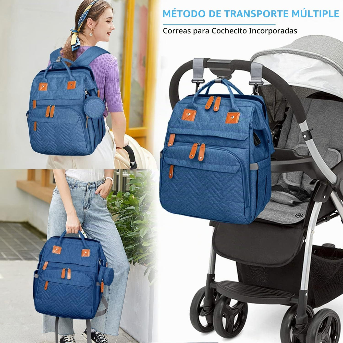 KABAQOO Mochila para pañales con estación de cambio desmontable, bo...