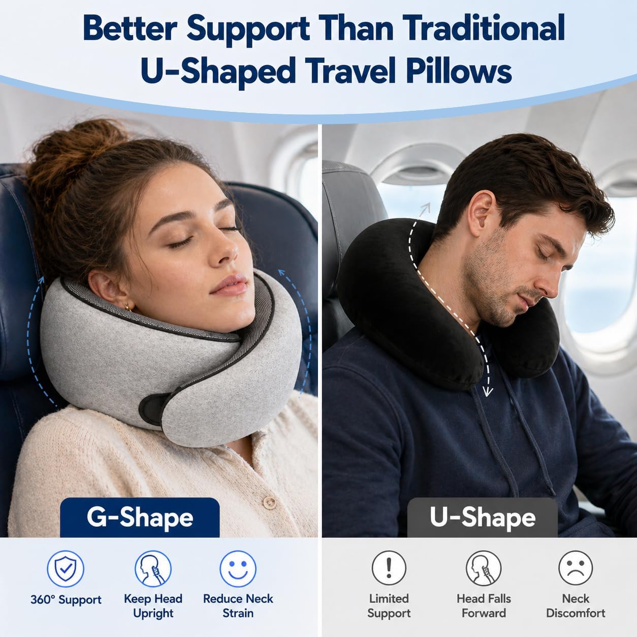 Purroch G-Shape - Almohada de viaje de espuma viscoelástica para el...