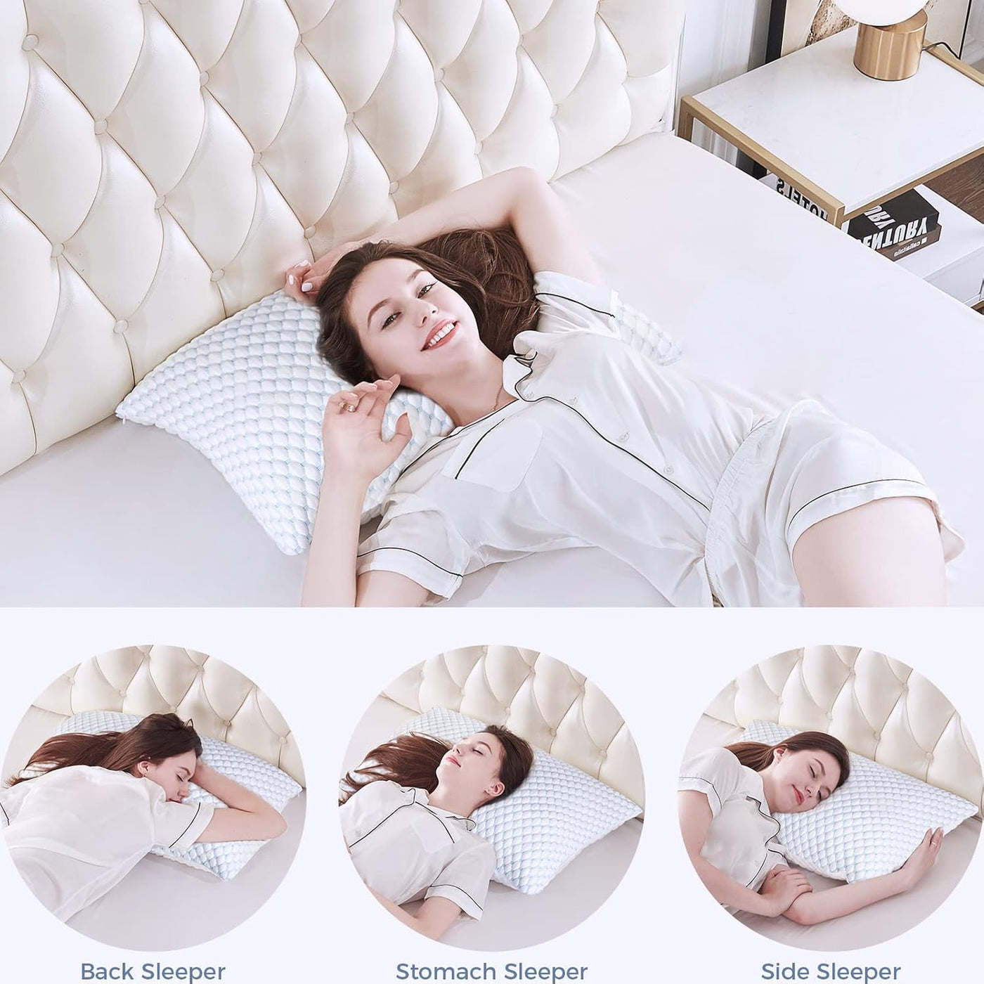 OSBED Juego de 2 almohadas de espuma viscoelástica trituradas ajust...